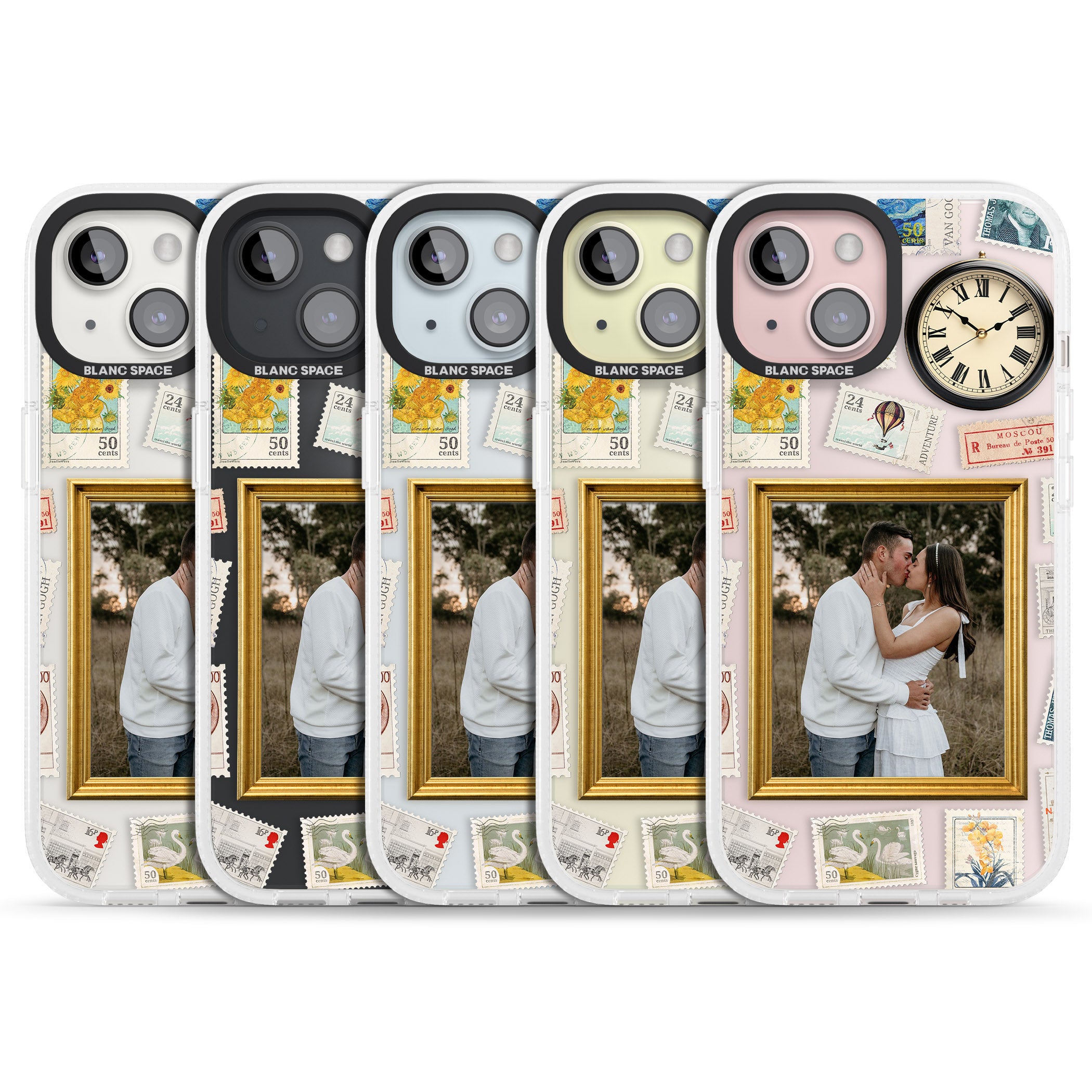 Personalised Vintage Photo Frame Collage iPhone 15 / 14 / 13 Clear Case Impact Air - Blanc Space