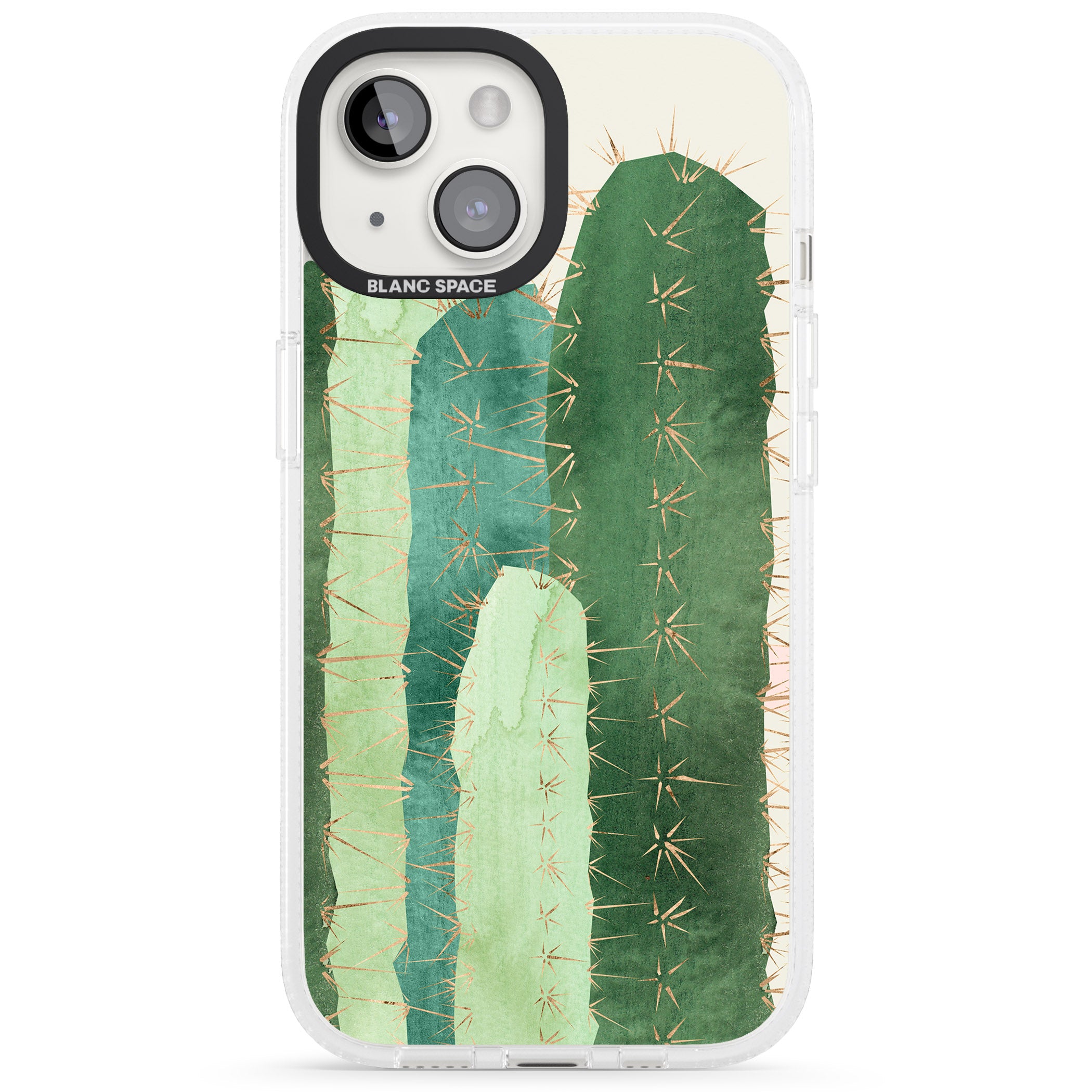 Large Cacti Mix Design iPhone 15 / 14 / 13 Clear Case Impact Air - Blanc Space