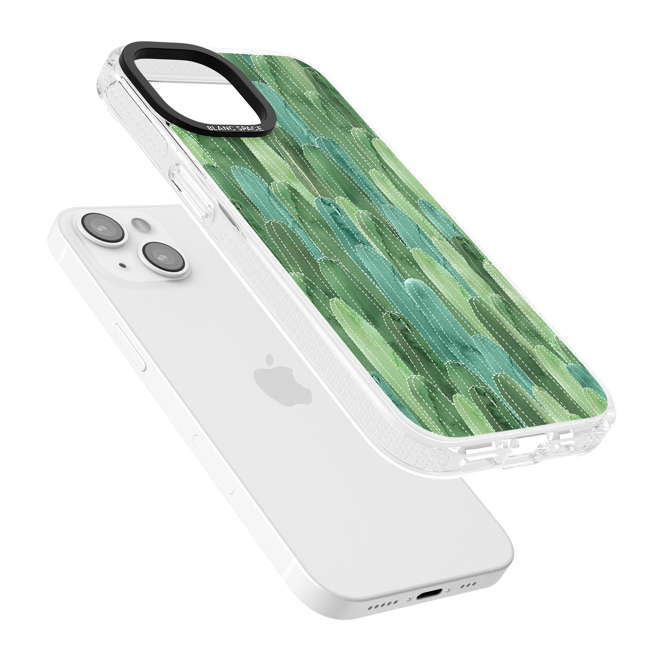 Skinny Cacti Pattern Design iPhone 15 / 14 / 13 Clear Case Impact Air - Blanc Space