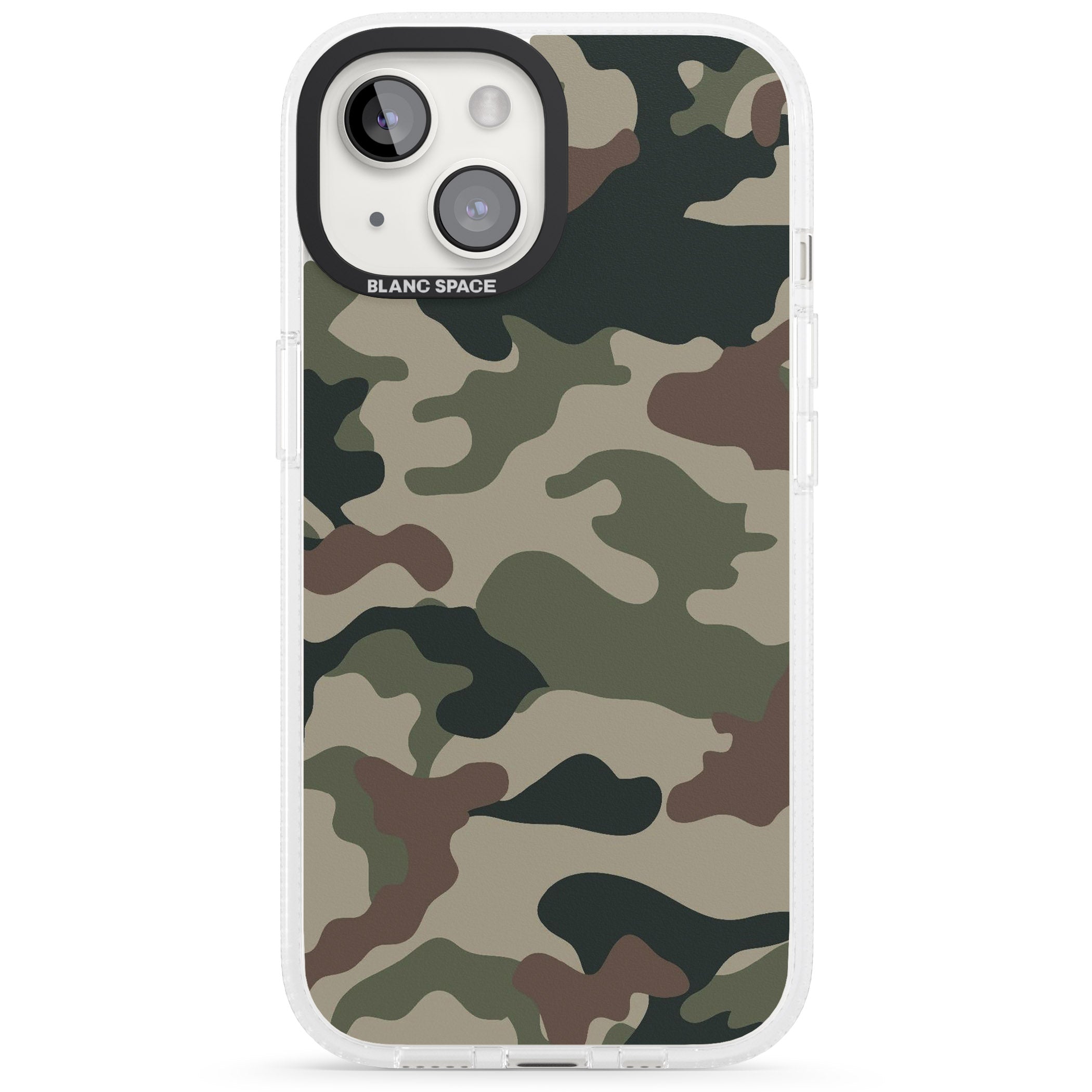 Woodland British Camo iPhone 15 / 14 / 13 Clear Case Impact Air - Blanc Space