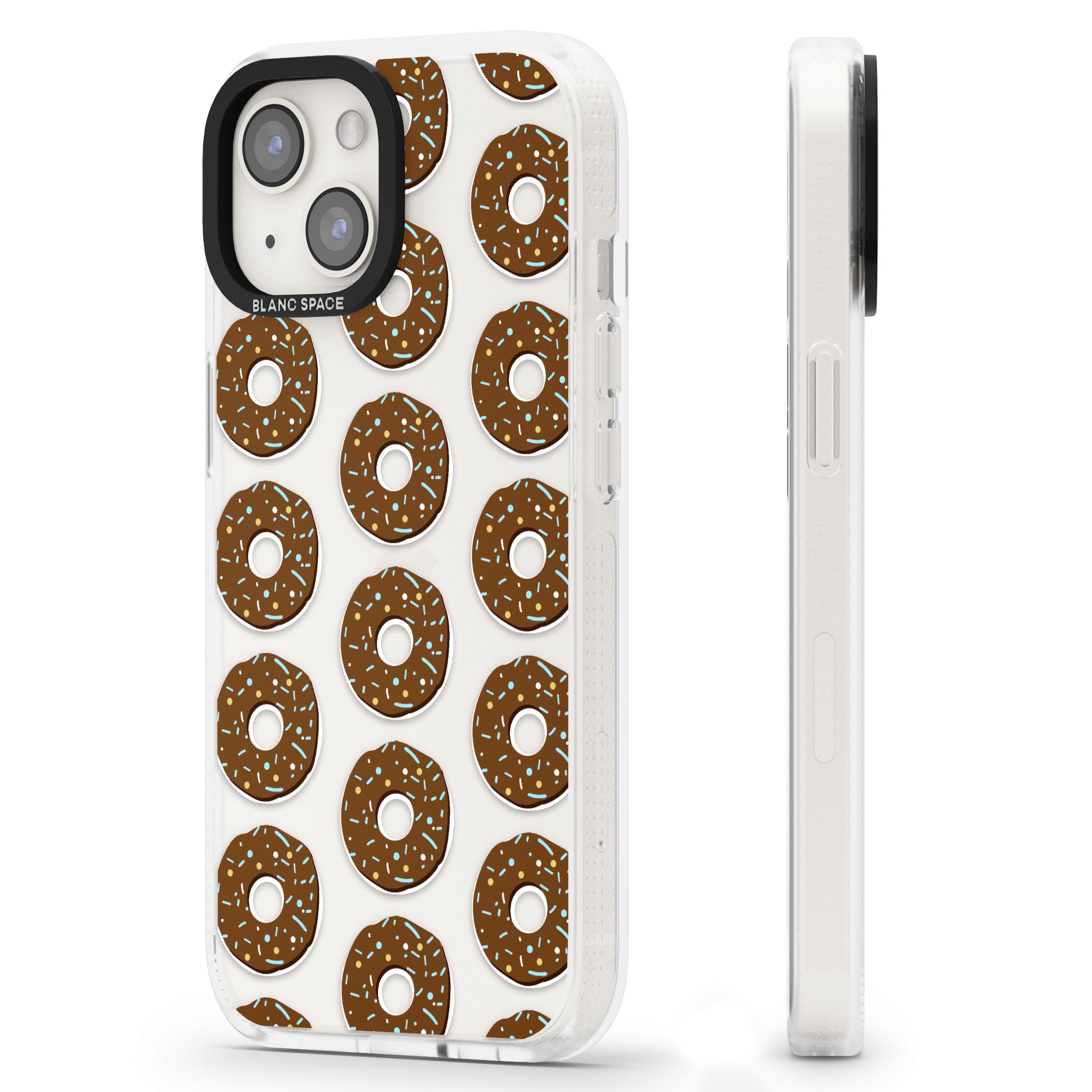 Chocolate Donut Pattern iPhone 15 / 14 / 13 Clear Case Impact Air - Blanc Space