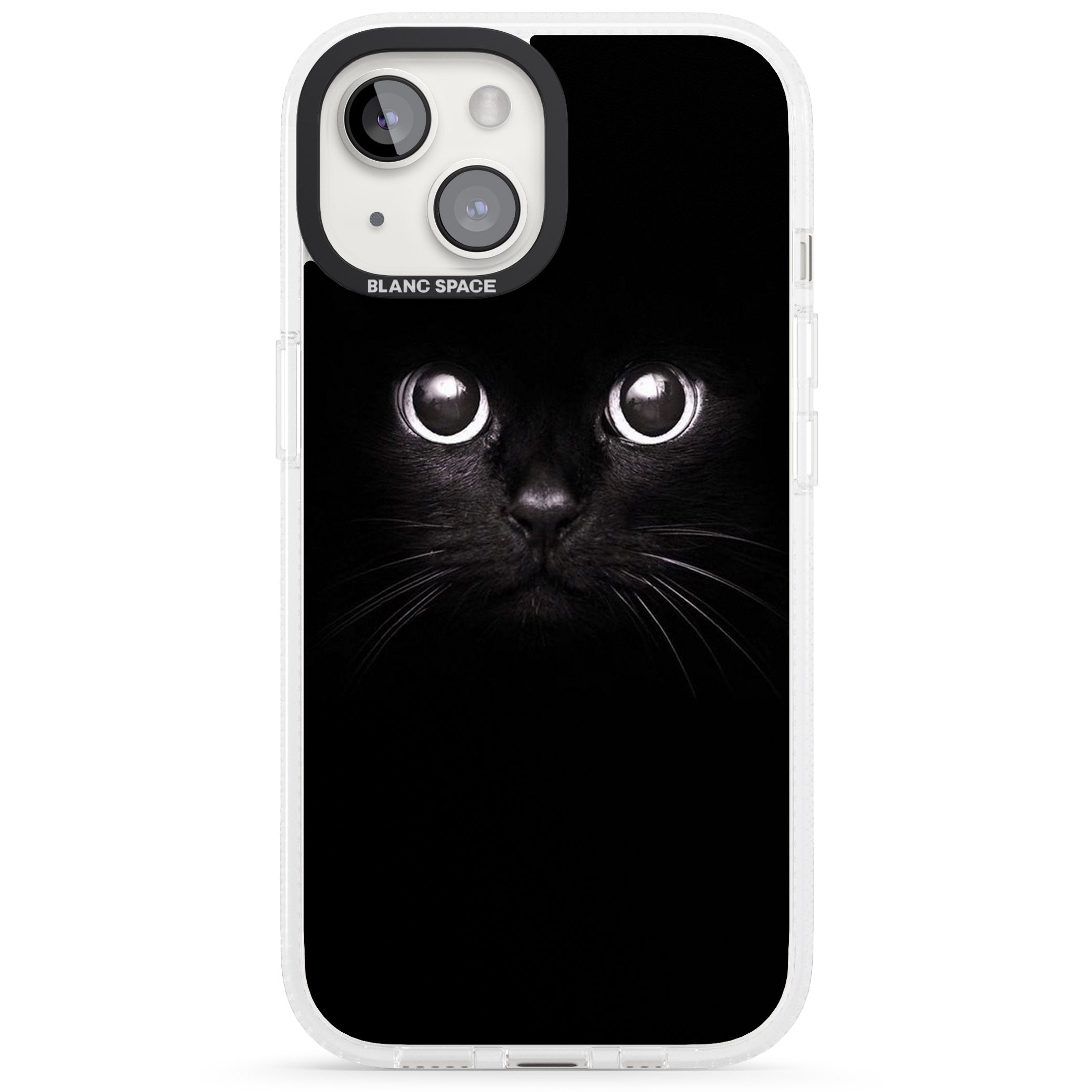 Black Cat iPhone 15 / 14 / 13 Clear Case Impact Air - Blanc Space
