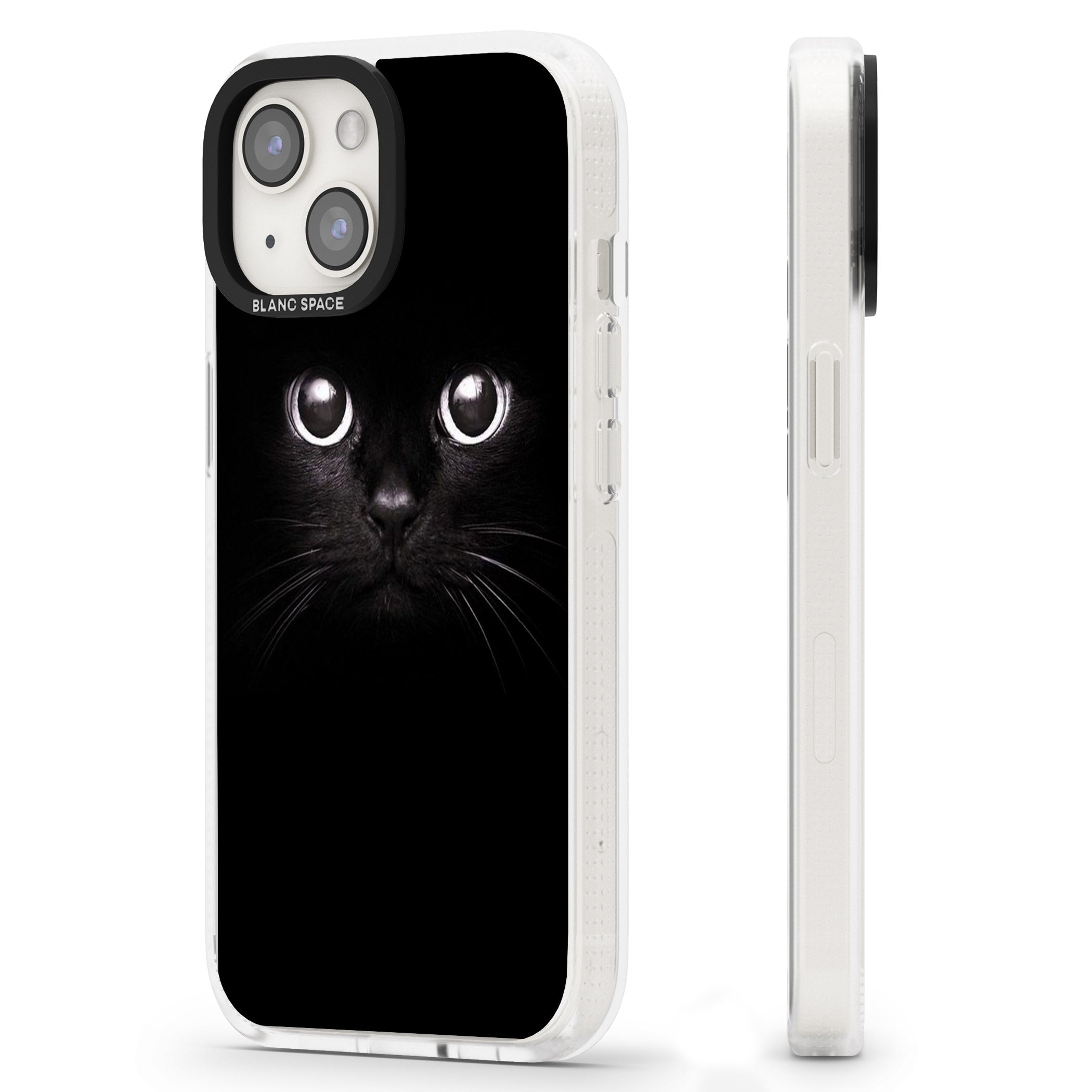 Black Cat iPhone 15 / 14 / 13 Clear Case Impact Air - Blanc Space