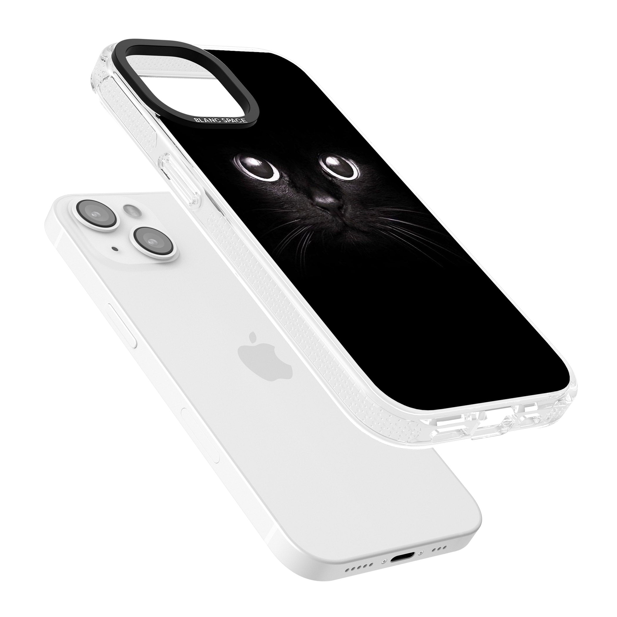 Black Cat iPhone 15 / 14 / 13 Clear Case Impact Air - Blanc Space
