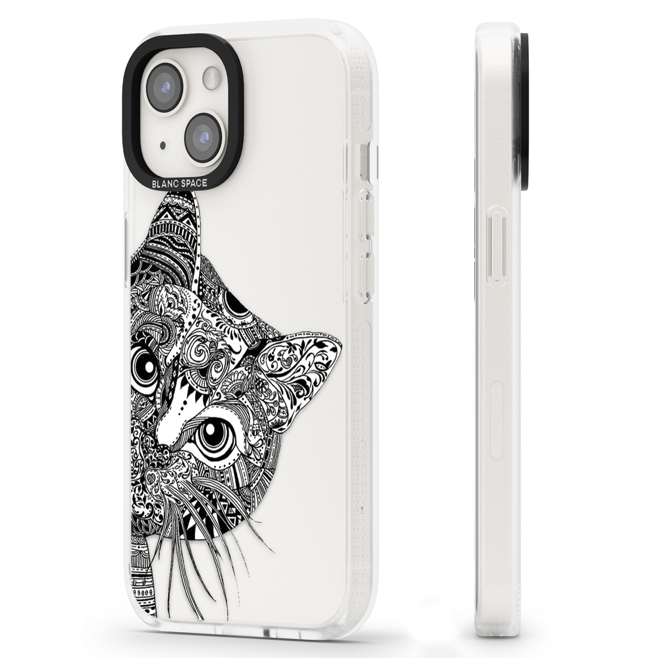Henna Cat iPhone 15 / 14 / 13 Clear Case Impact Air - Blanc Space