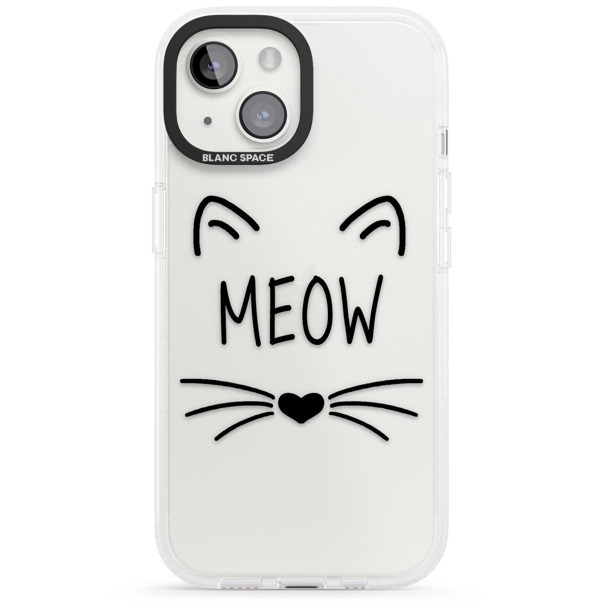 Cat Whiskers iPhone 15 / 14 / 13 Clear Case Impact Air - Blanc Space