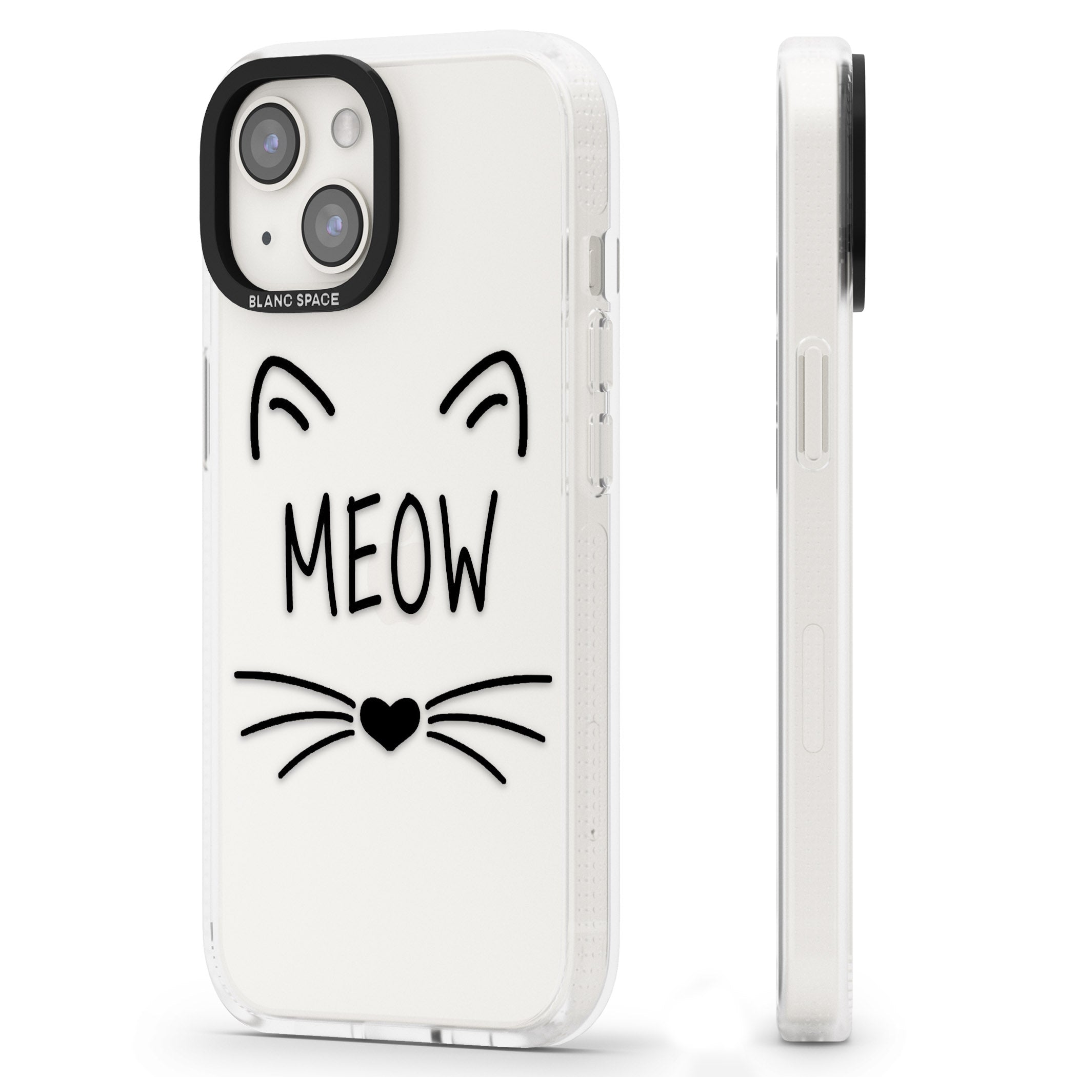 Cat Whiskers iPhone 15 / 14 / 13 Clear Case Impact Air - Blanc Space