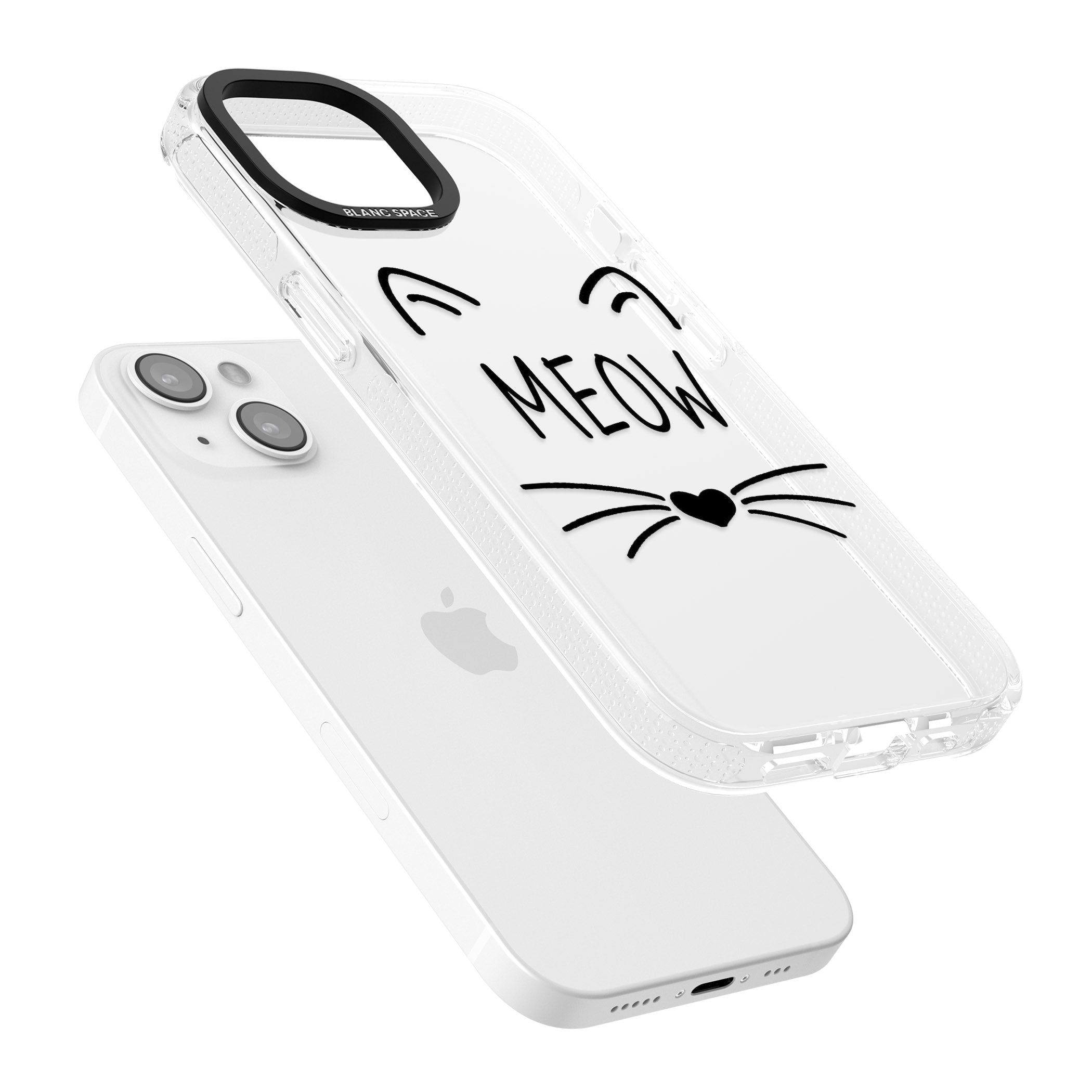 Cat Whiskers iPhone 15 / 14 / 13 Clear Case Impact Air - Blanc Space