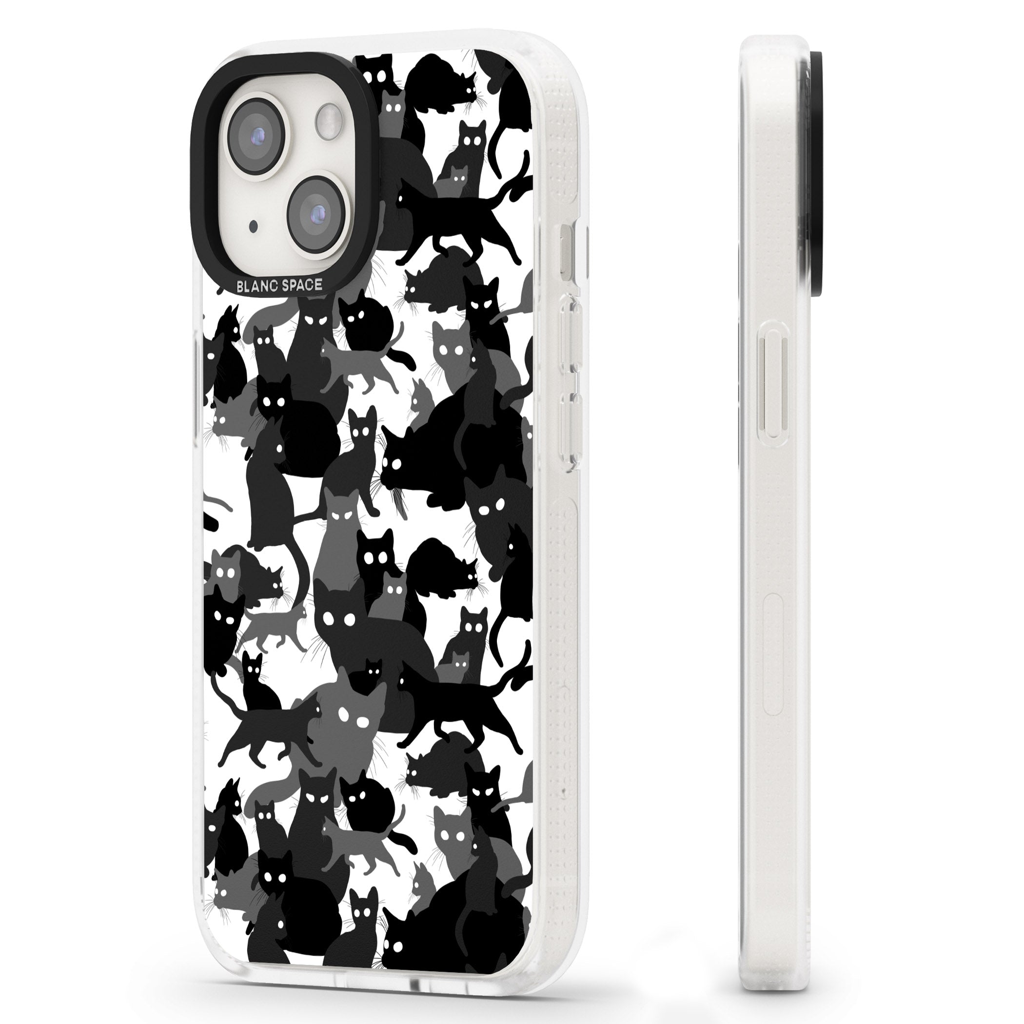 Black & White Cat Camouflage iPhone 15 / 14 / 13 Clear Case Impact Air - Blanc Space