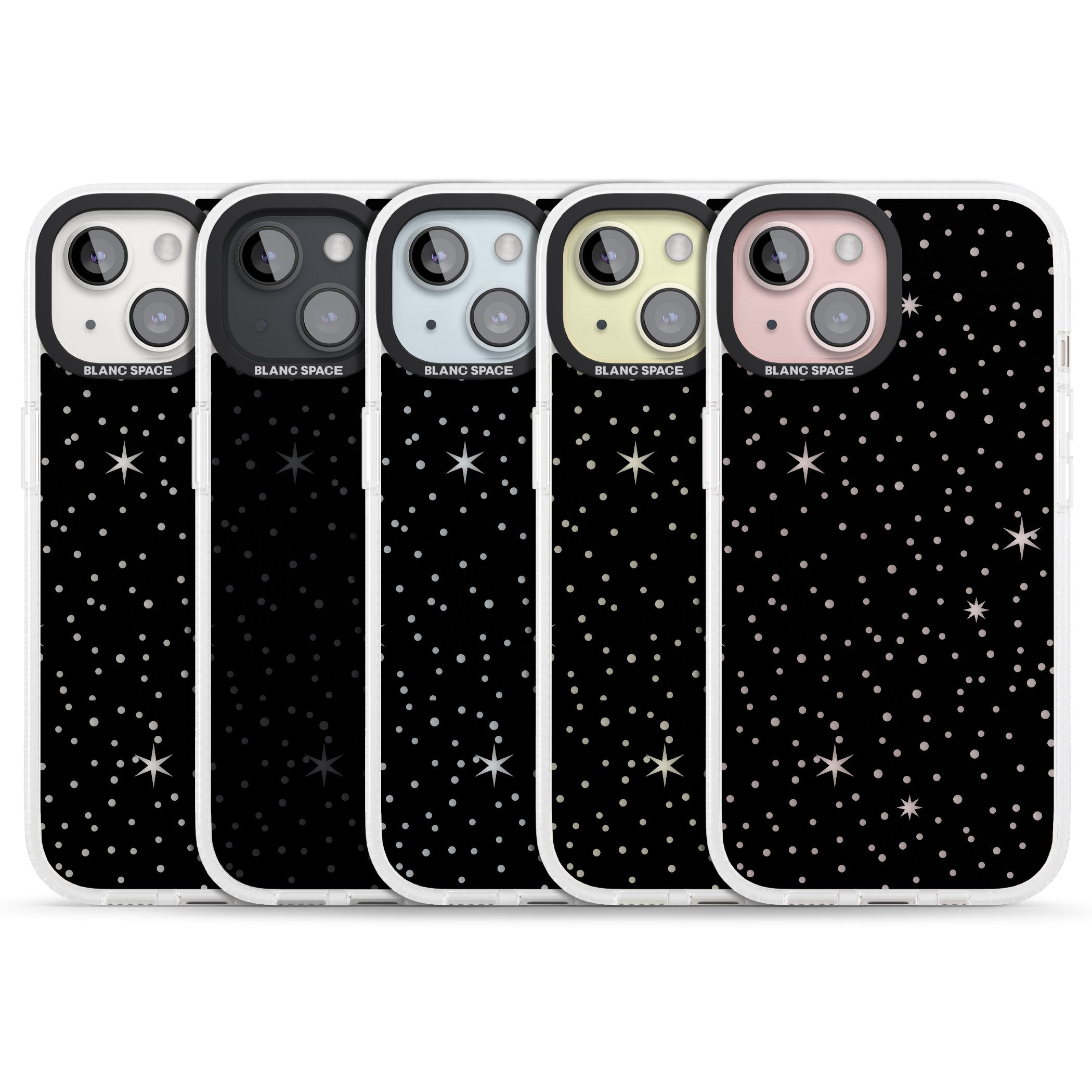 Celestial Cut-Out Stars iPhone 15 / 14 / 13 Clear Case Impact Air - Blanc Space
