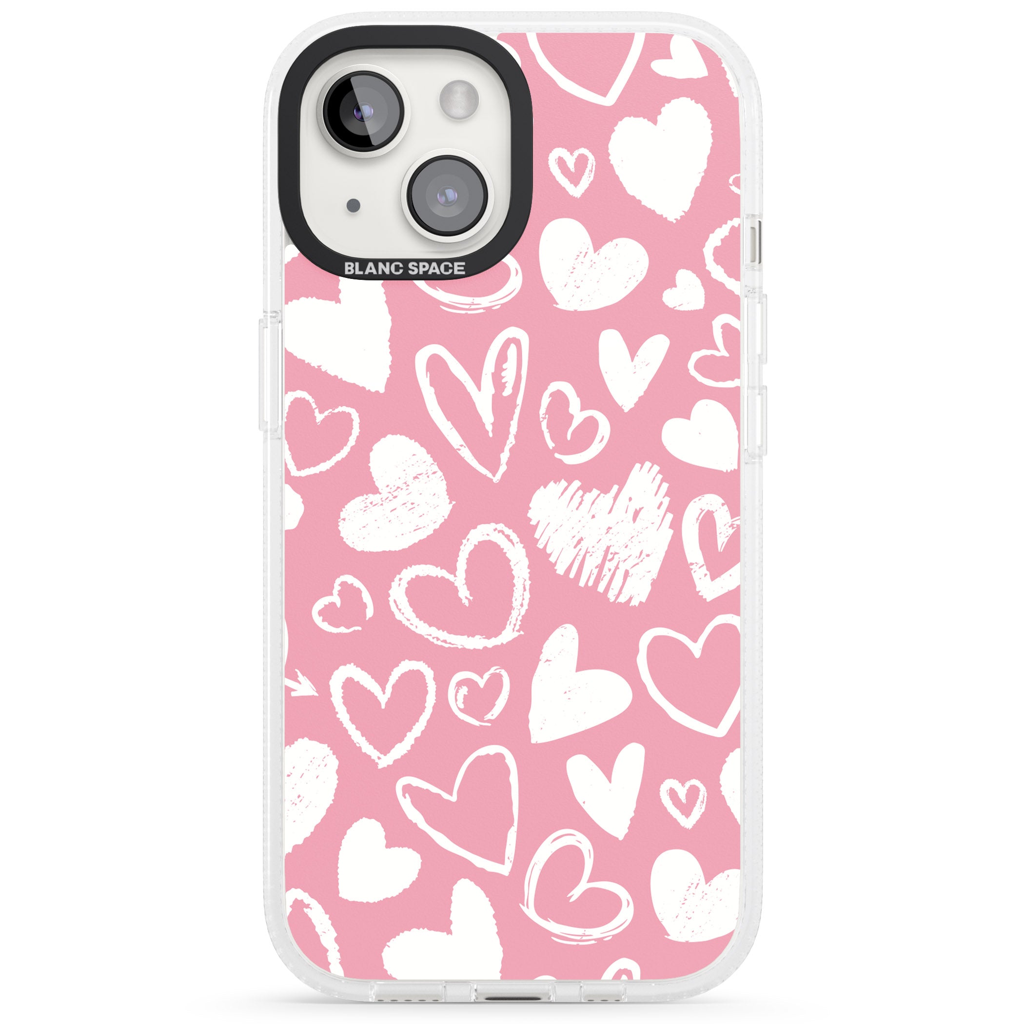 Chalk Hearts iPhone 15 / 14 / 13 Clear Case Impact Air - Blanc Space