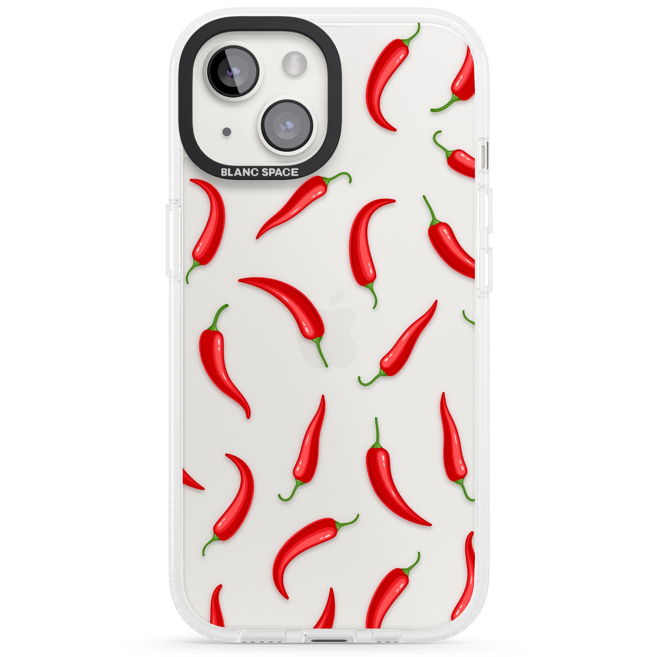 Chilli Pattern iPhone 15 / 14 / 13 Clear Case Impact Air - Blanc Space