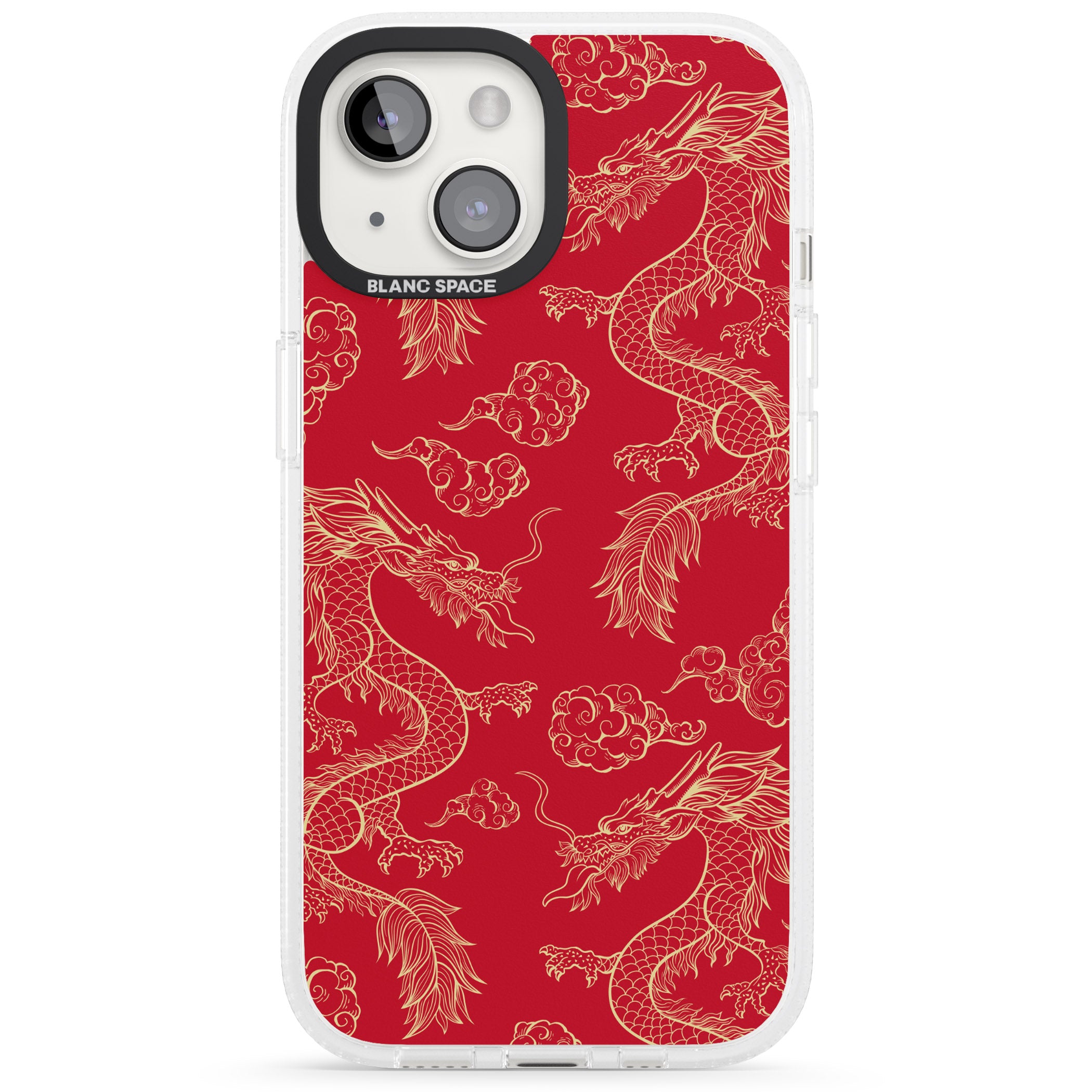 Red and Gold Dragon Pattern iPhone 15 / 14 / 13 Clear Case Impact Air - Blanc Space