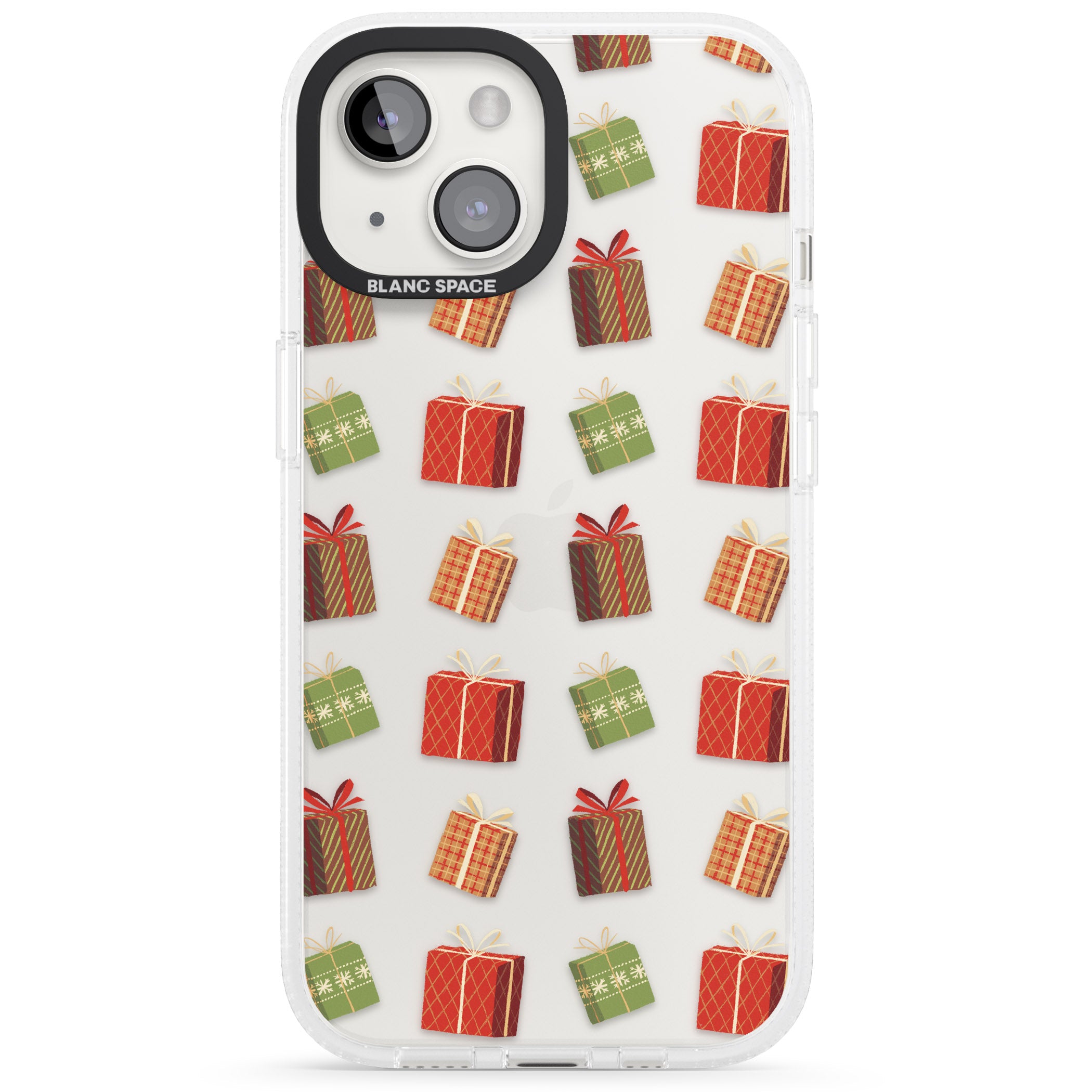 Christmas Presents Pattern iPhone 15 / 14 / 13 Clear Case Impact Air - Blanc Space