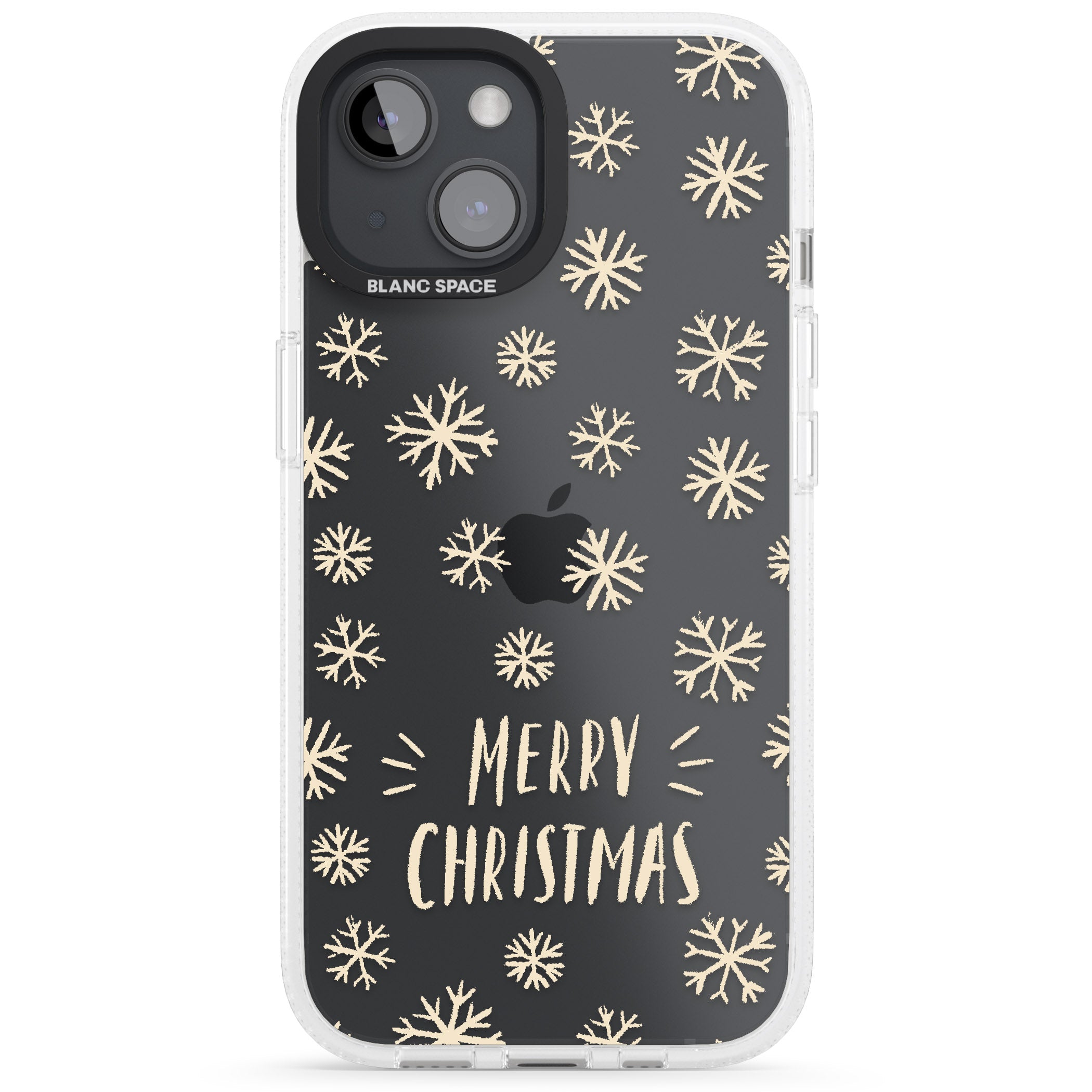 Christmas Snowflake Pattern iPhone 15 / 14 / 13 Clear Case Impact Air - Blanc Space