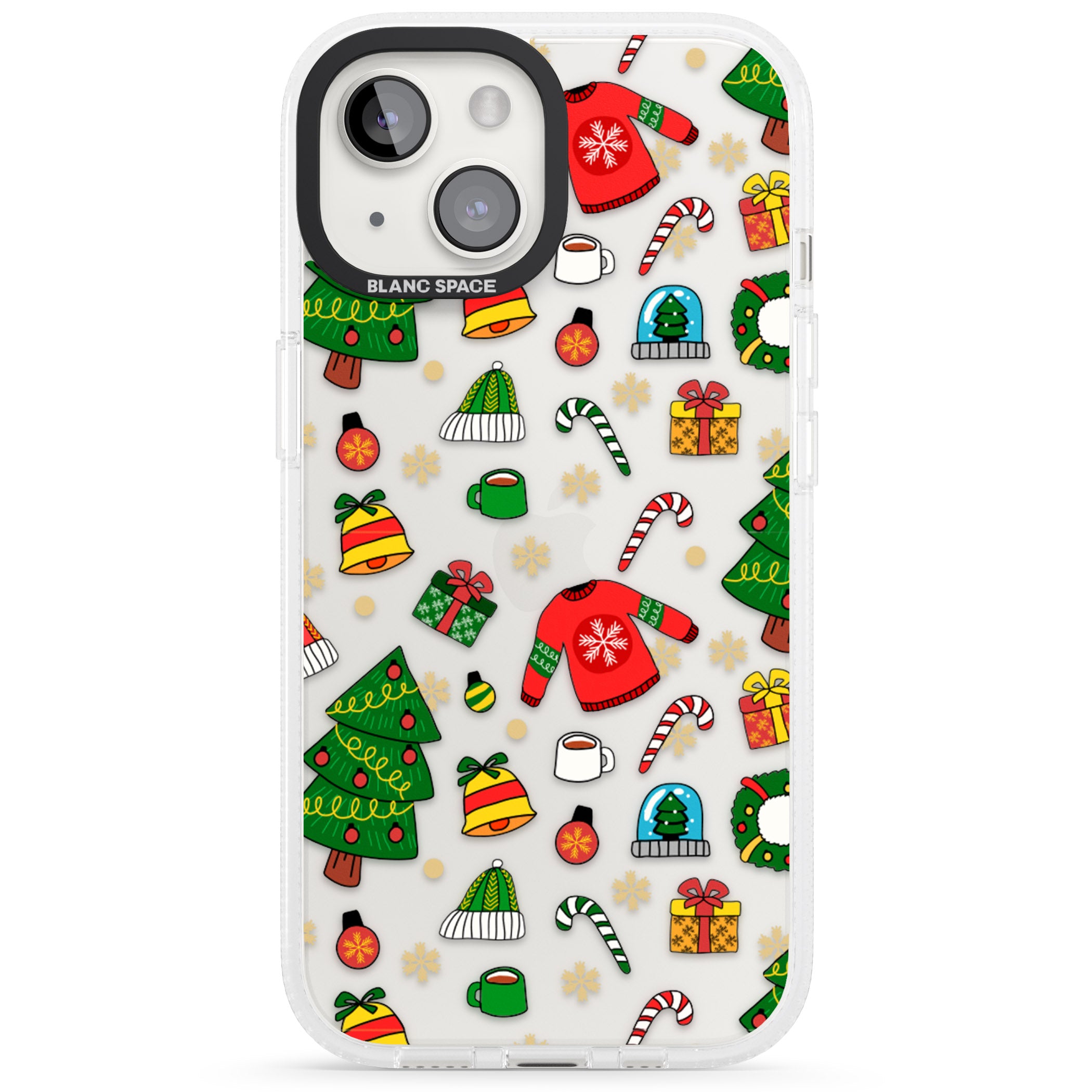 Christmas Mixture Pattern iPhone 15 / 14 / 13 Clear Case Impact Air - Blanc Space