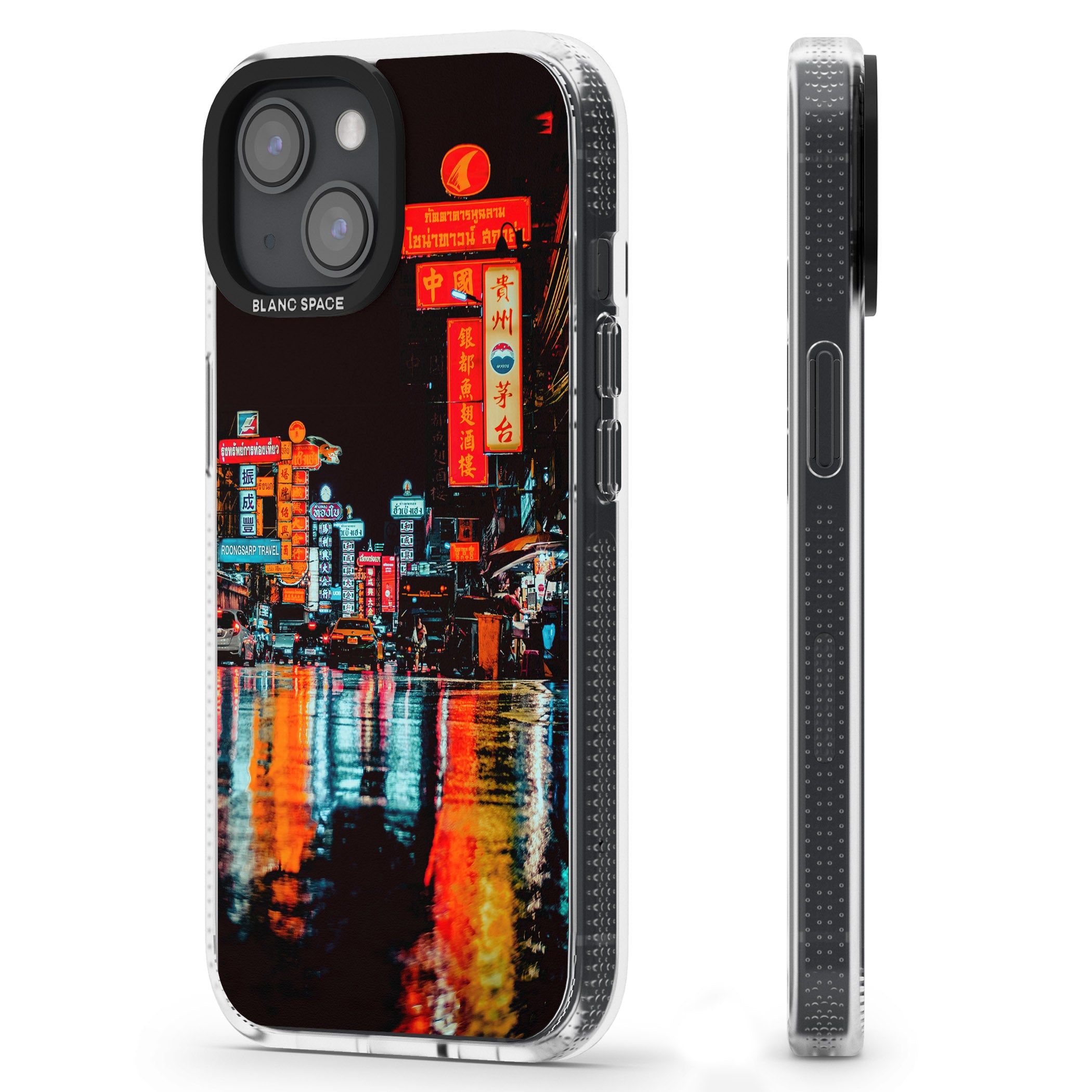 Neon City iPhone 15 / 14 / 13 Clear Case Impact Air - Blanc Space