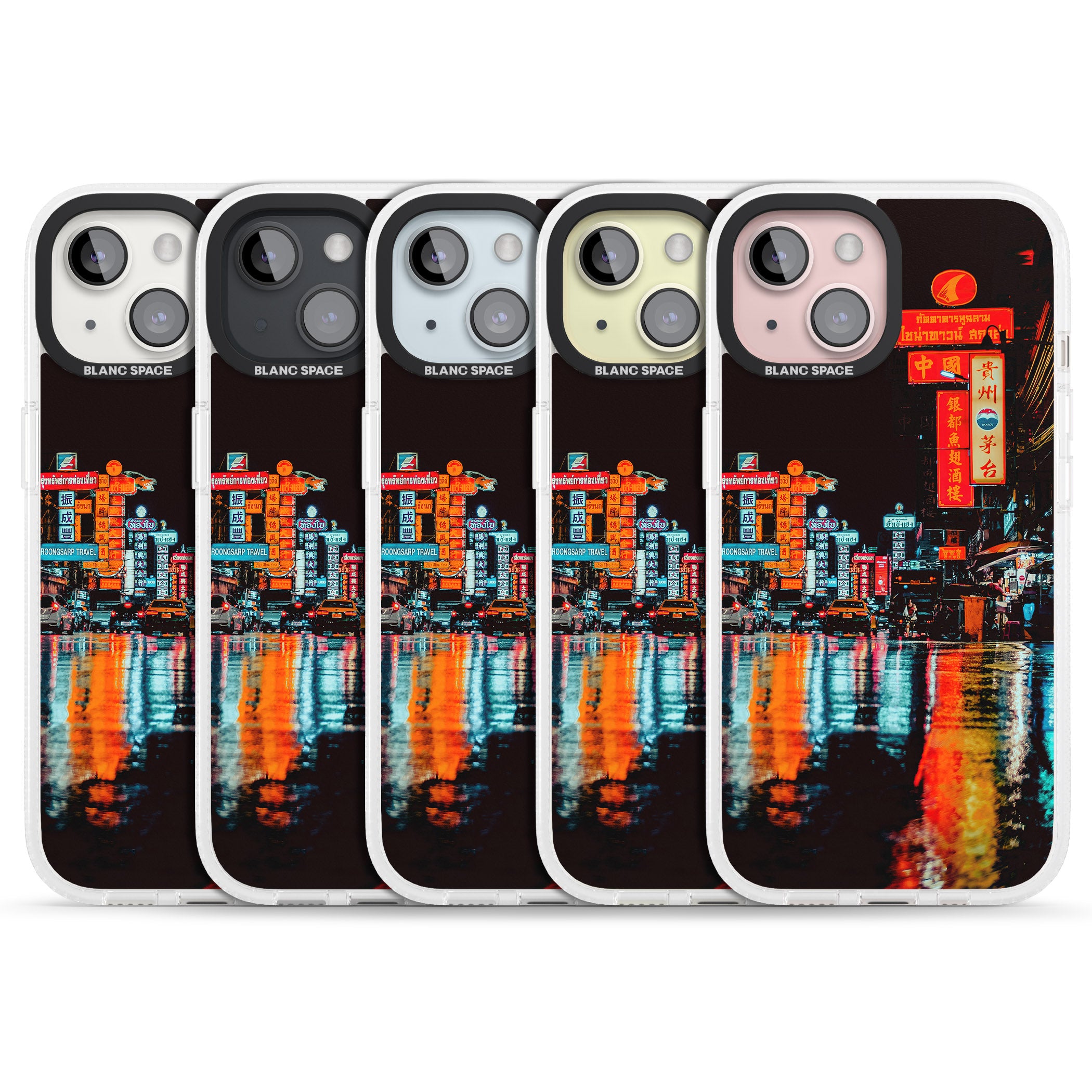 Neon City iPhone 15 / 14 / 13 Clear Case Impact Air - Blanc Space