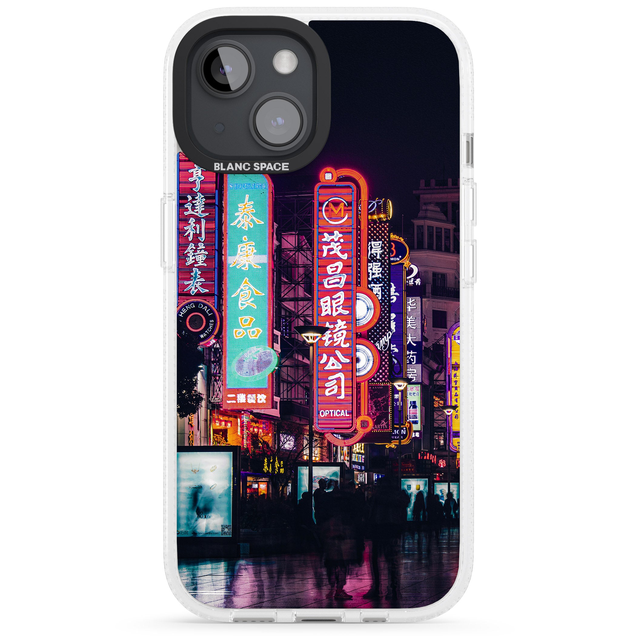 Busy Street - Neon Cities Photographs iPhone 15 / 14 / 13 Clear Case Impact Air - Blanc Space