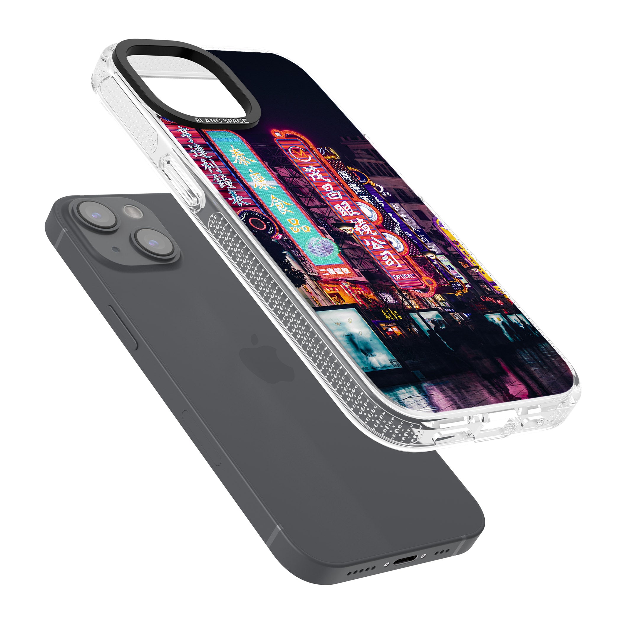 Busy Street - Neon Cities Photographs iPhone 15 / 14 / 13 Clear Case Impact Air - Blanc Space