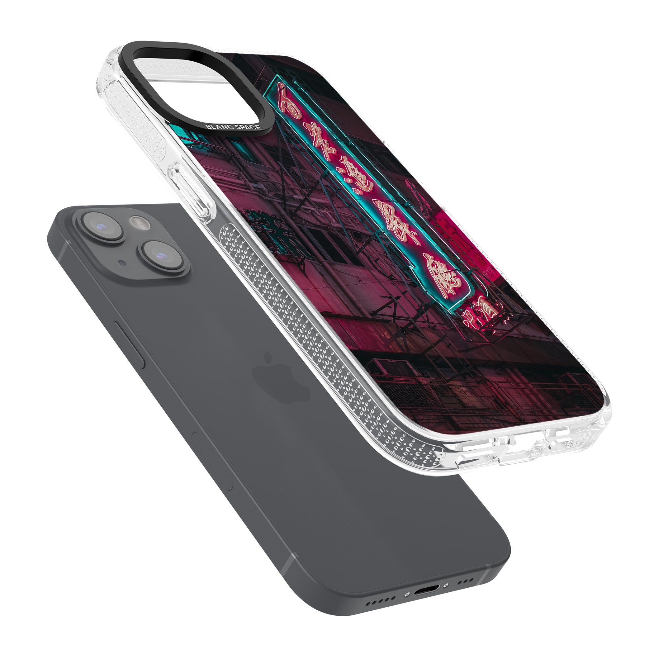 Large Kanji Sign - Neon Cities Photographs iPhone 15 / 14 / 13 Clear Case Impact Air - Blanc Space