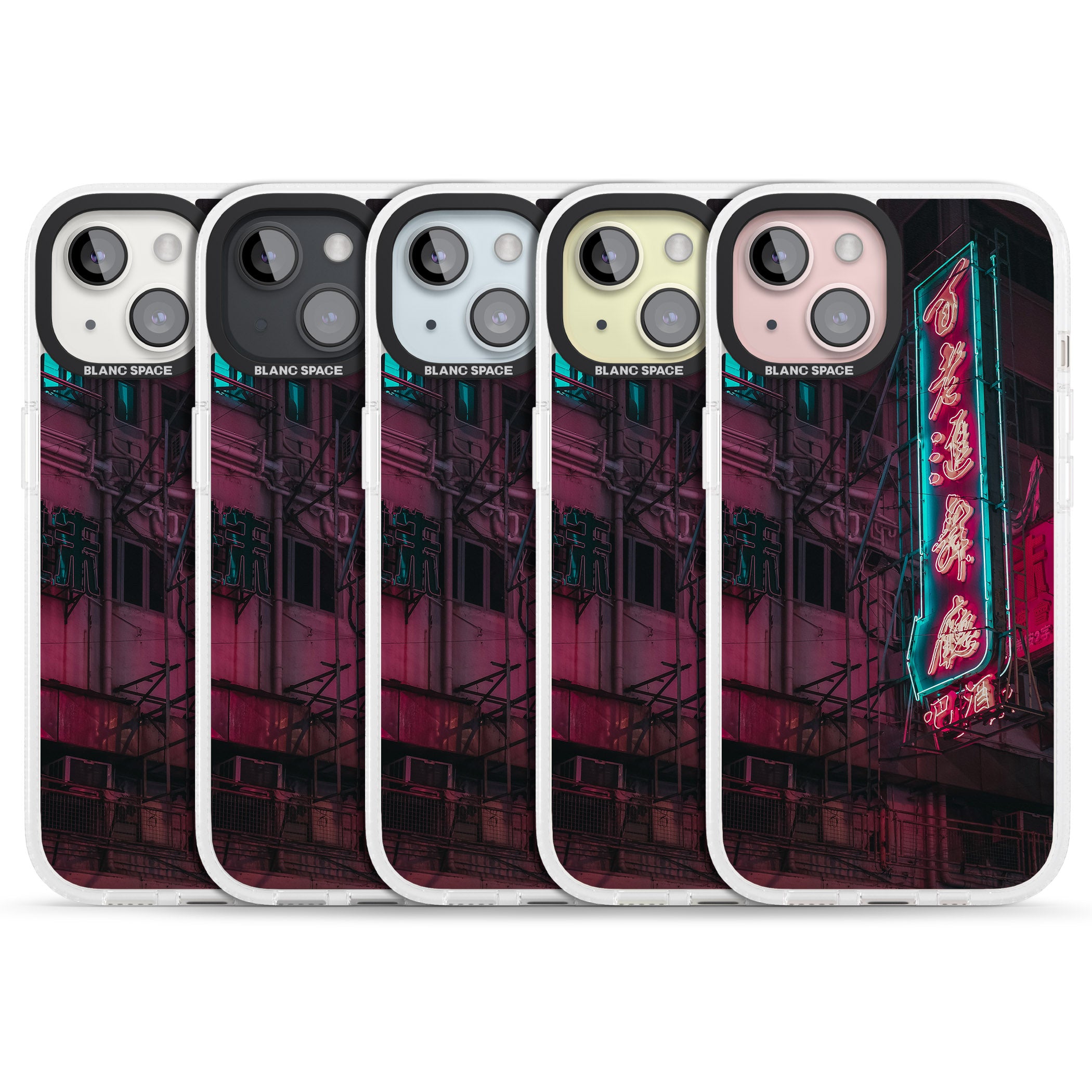 Large Kanji Sign - Neon Cities Photographs iPhone 15 / 14 / 13 Clear Case Impact Air - Blanc Space