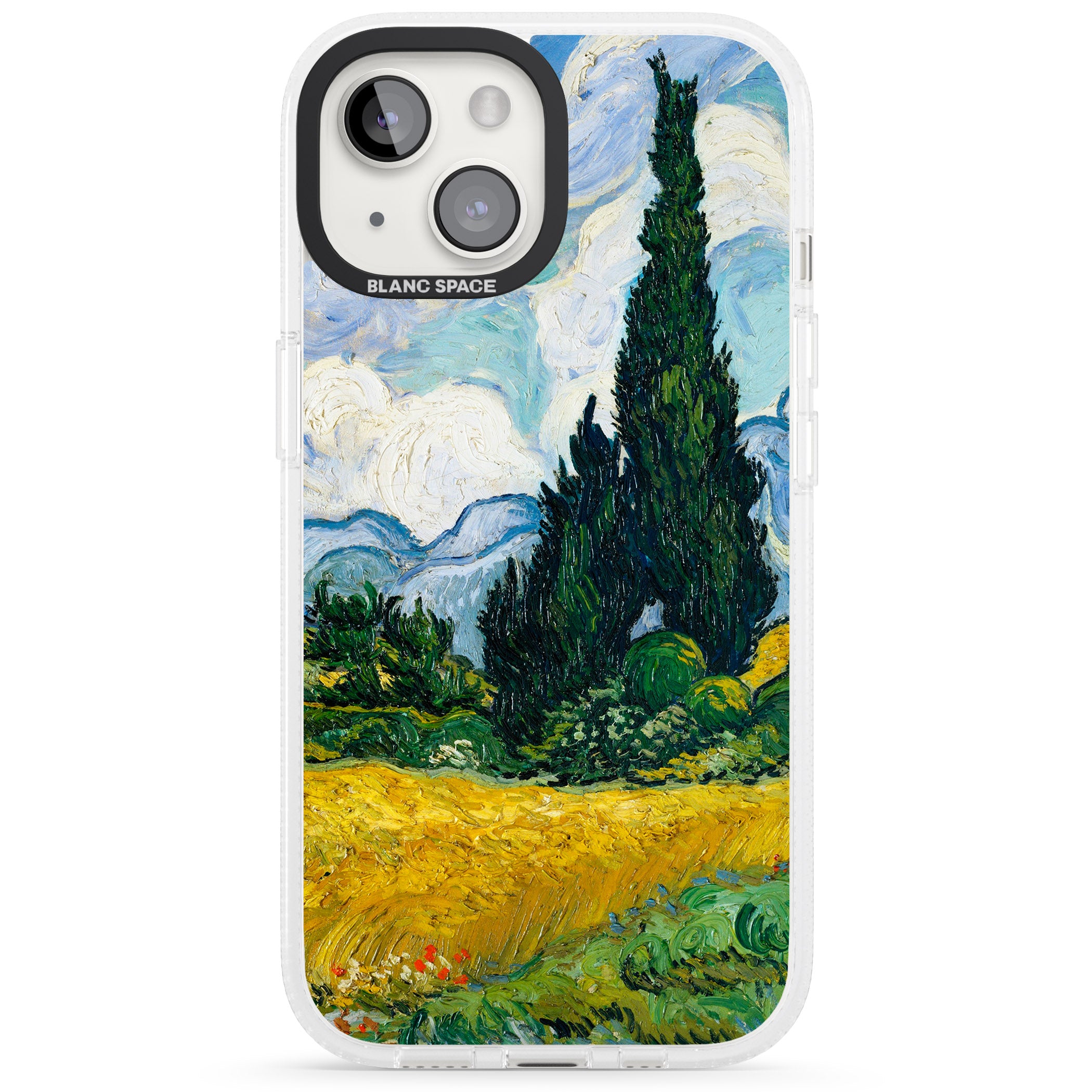 Wheat Field with Cypresses by Vincent Van Gogh iPhone 15 / 14 / 13 Clear Case Impact Air - Blanc Space