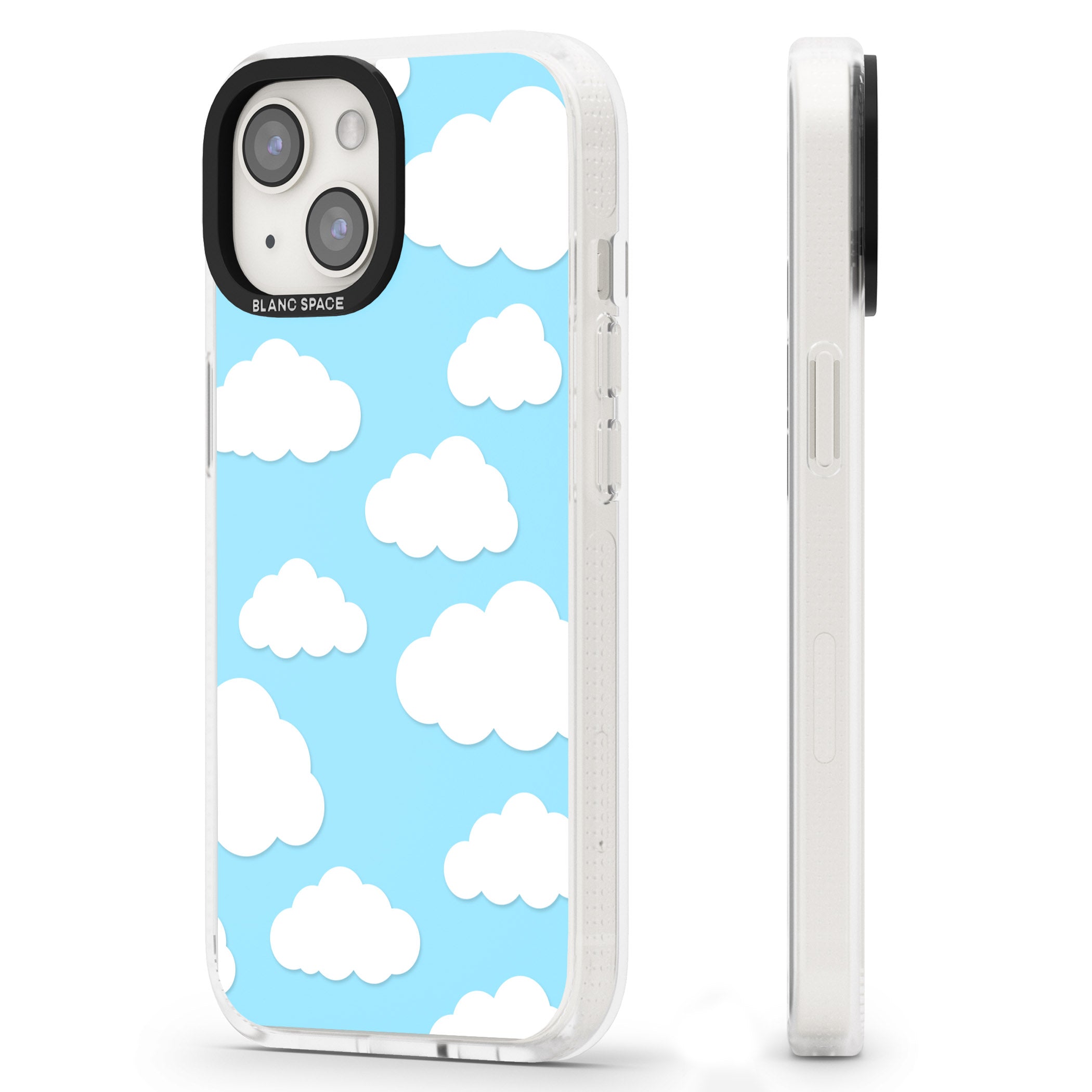 Blue Sky & Clouds Pattern iPhone 15 / 14 / 13 Clear Case Impact Air - Blanc Space