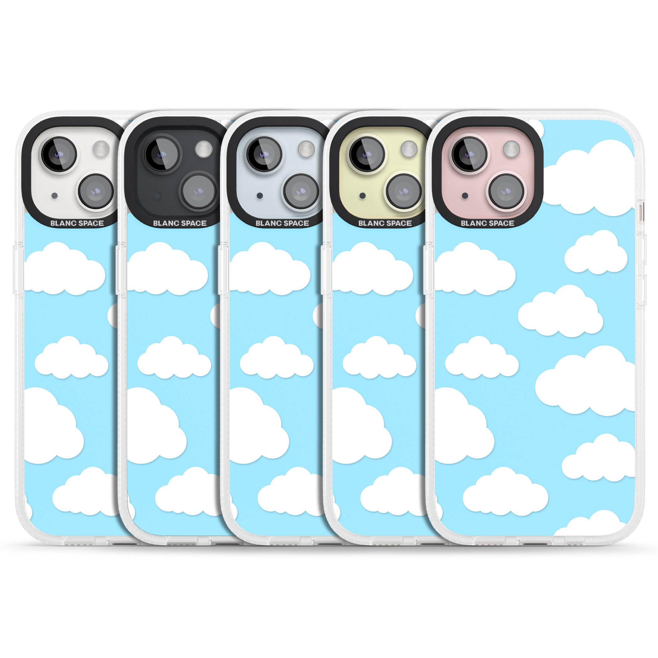 Blue Sky & Clouds Pattern iPhone 15 / 14 / 13 Clear Case Impact Air - Blanc Space