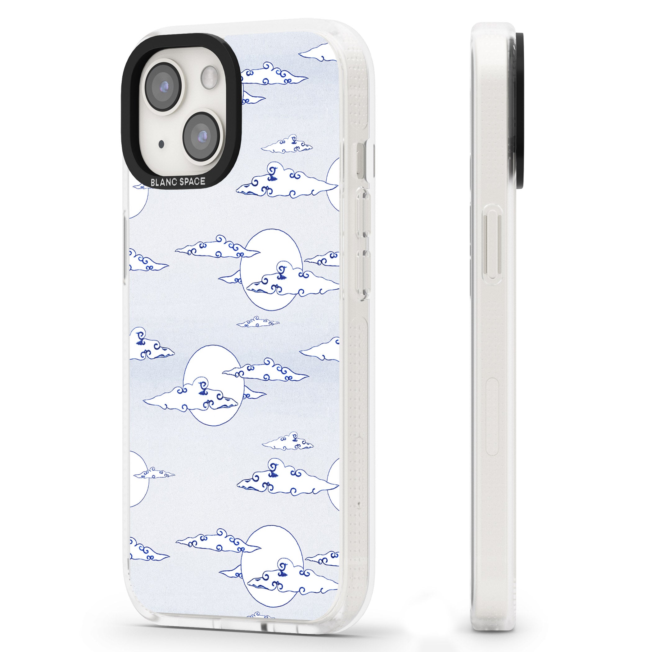 Moon & Clouds iPhone 15 / 14 / 13 Clear Case Impact Air - Blanc Space