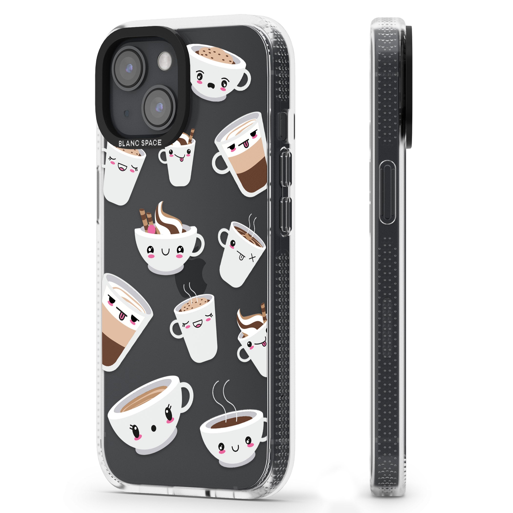 Coffee Faces iPhone 15 / 14 / 13 Clear Case Impact Air - Blanc Space
