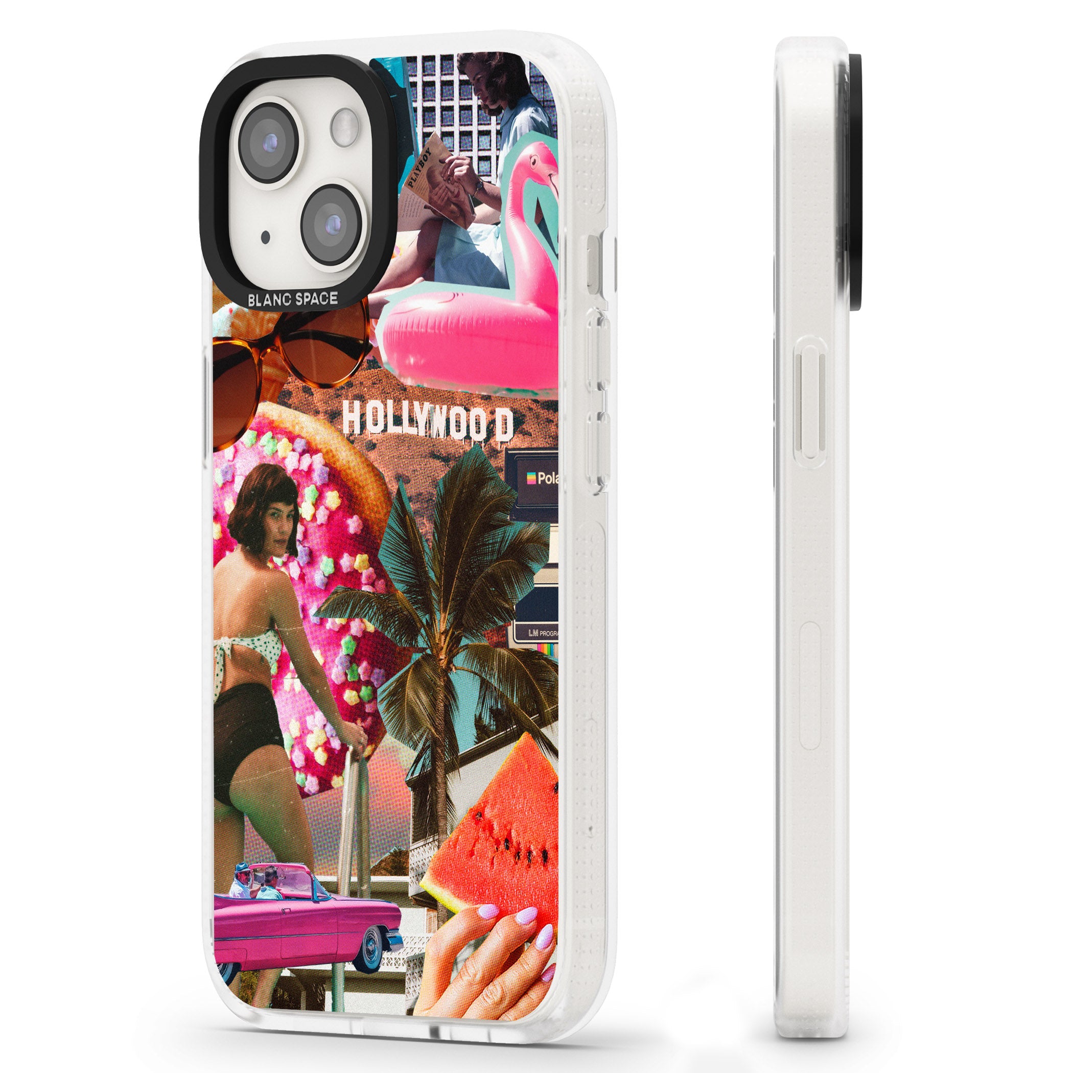 Vintage Collage: Hollywood Mix iPhone 15 / 14 / 13 Clear Case Impact Air - Blanc Space