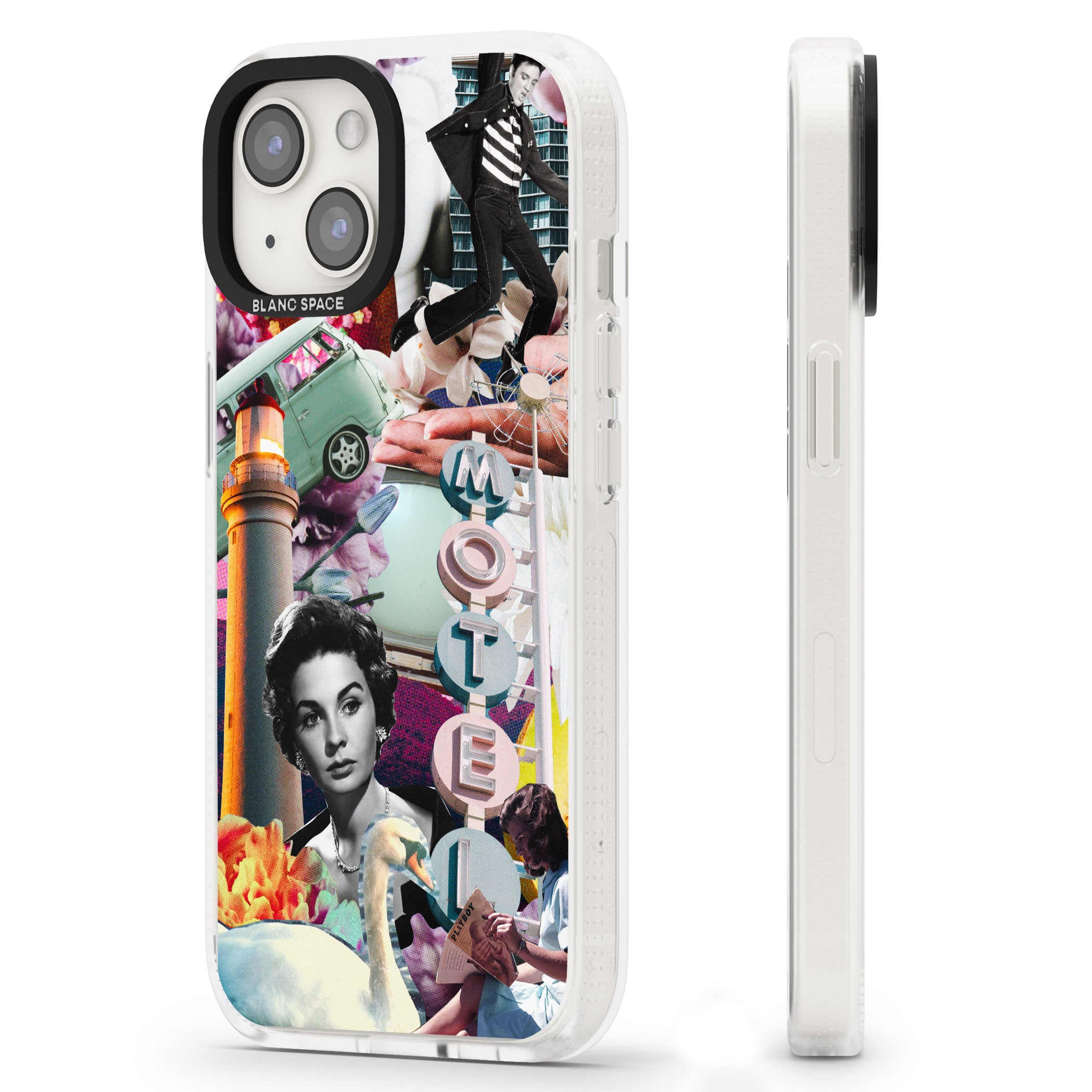Vintage Collage: Retro Motel iPhone 15 / 14 / 13 Clear Case Impact Air - Blanc Space