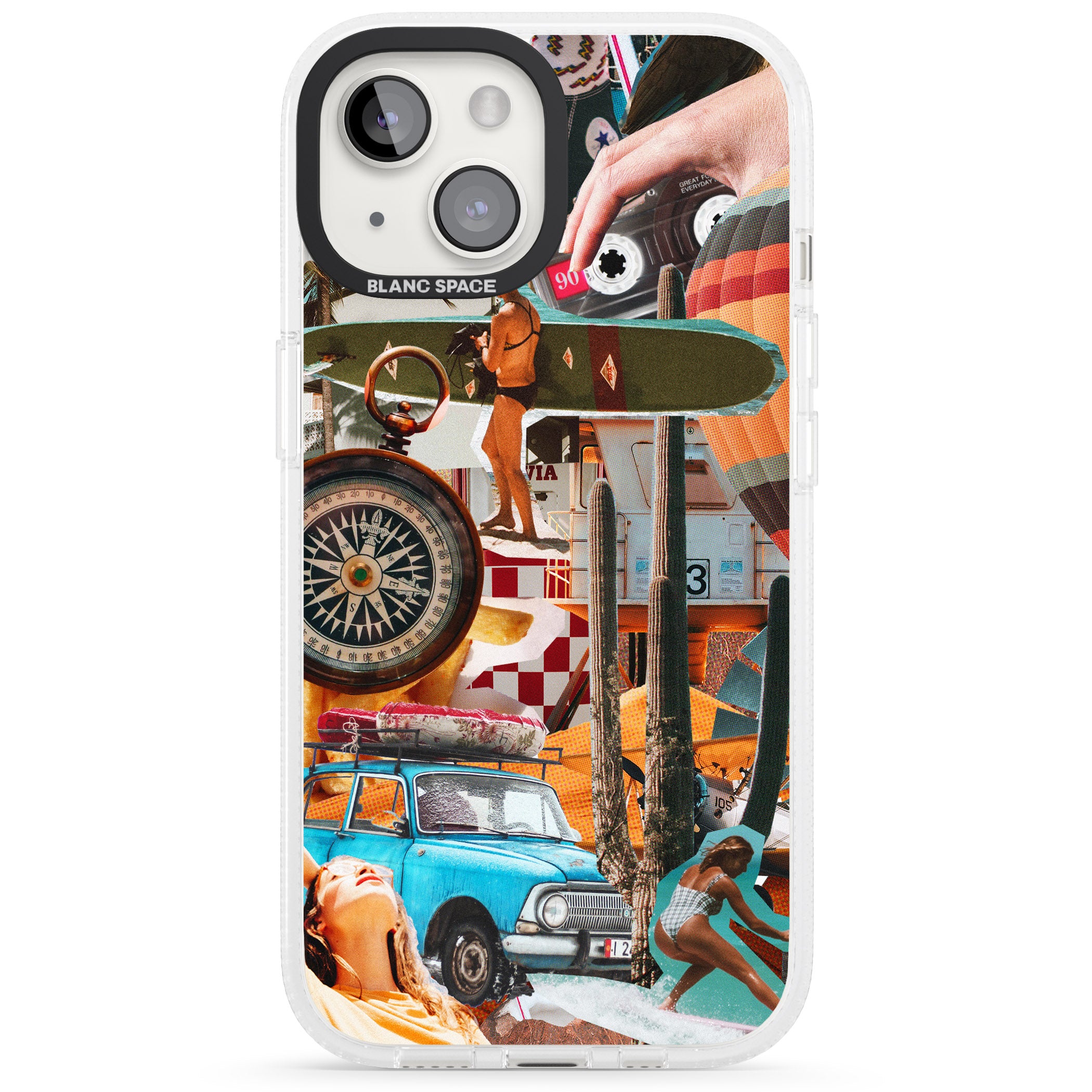 Vintage Collage: Road Trip iPhone 15 / 14 / 13 Clear Case Impact Air - Blanc Space