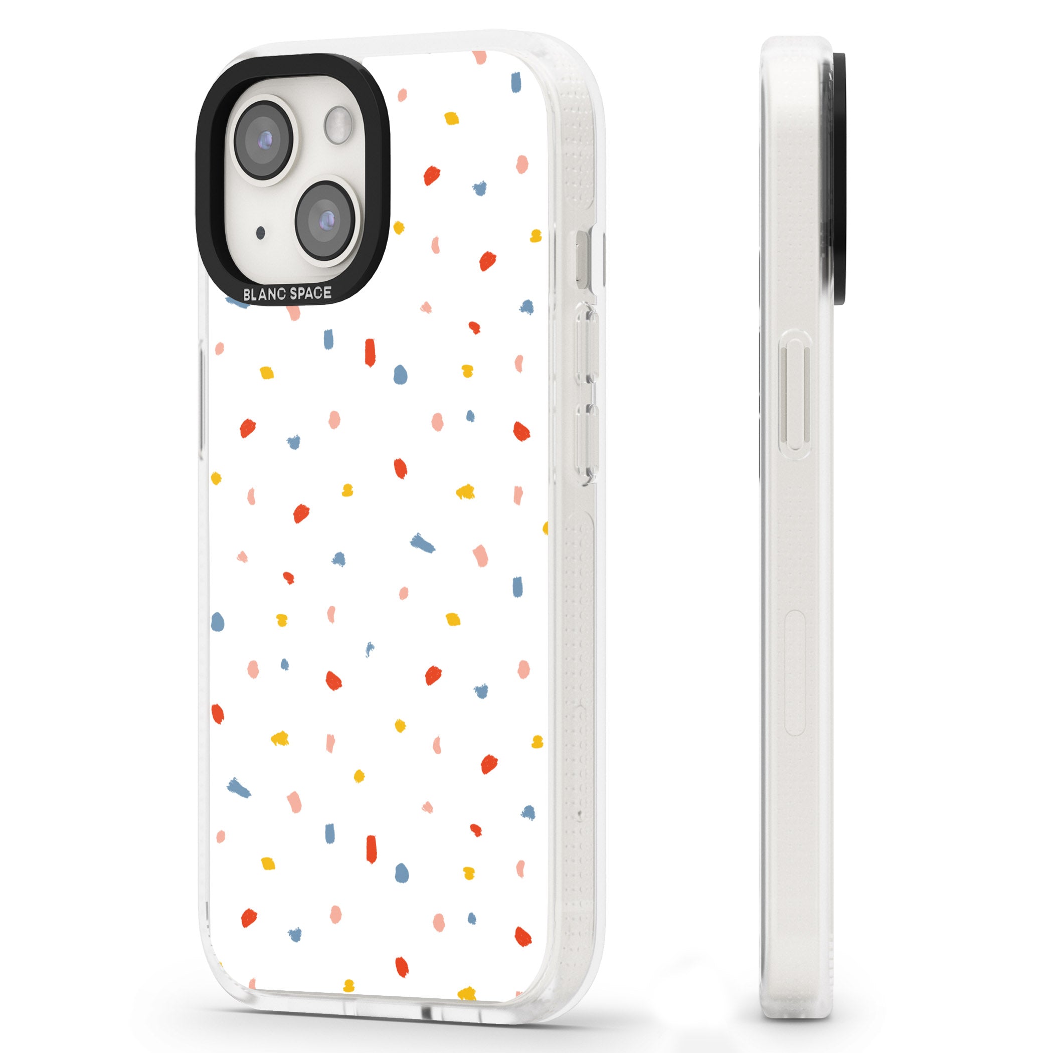 Confetti Print on Solid White iPhone 15 / 14 / 13 Clear Case Impact Air - Blanc Space