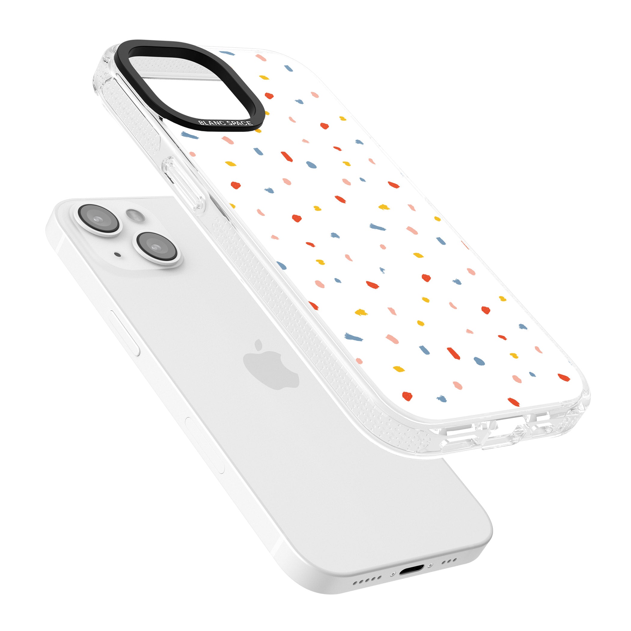 Confetti Print on Solid White iPhone 15 / 14 / 13 Clear Case Impact Air - Blanc Space