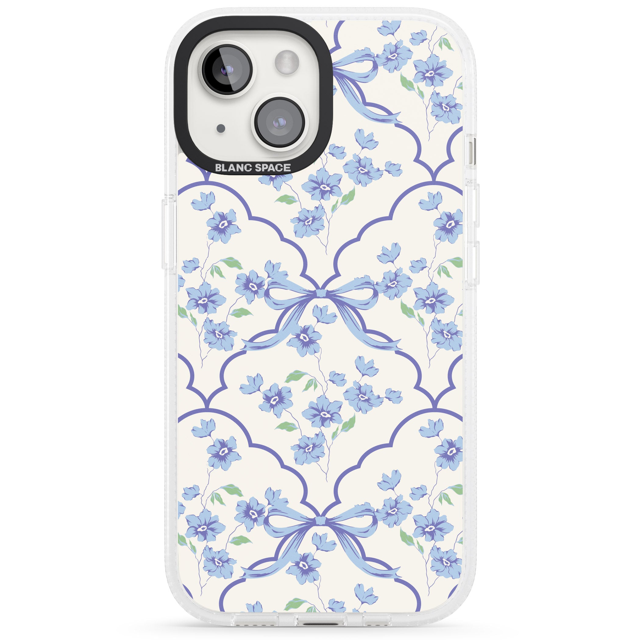 Blue Cottage Floral iPhone 15 / 14 / 13 Clear Case Impact Air - Blanc Space