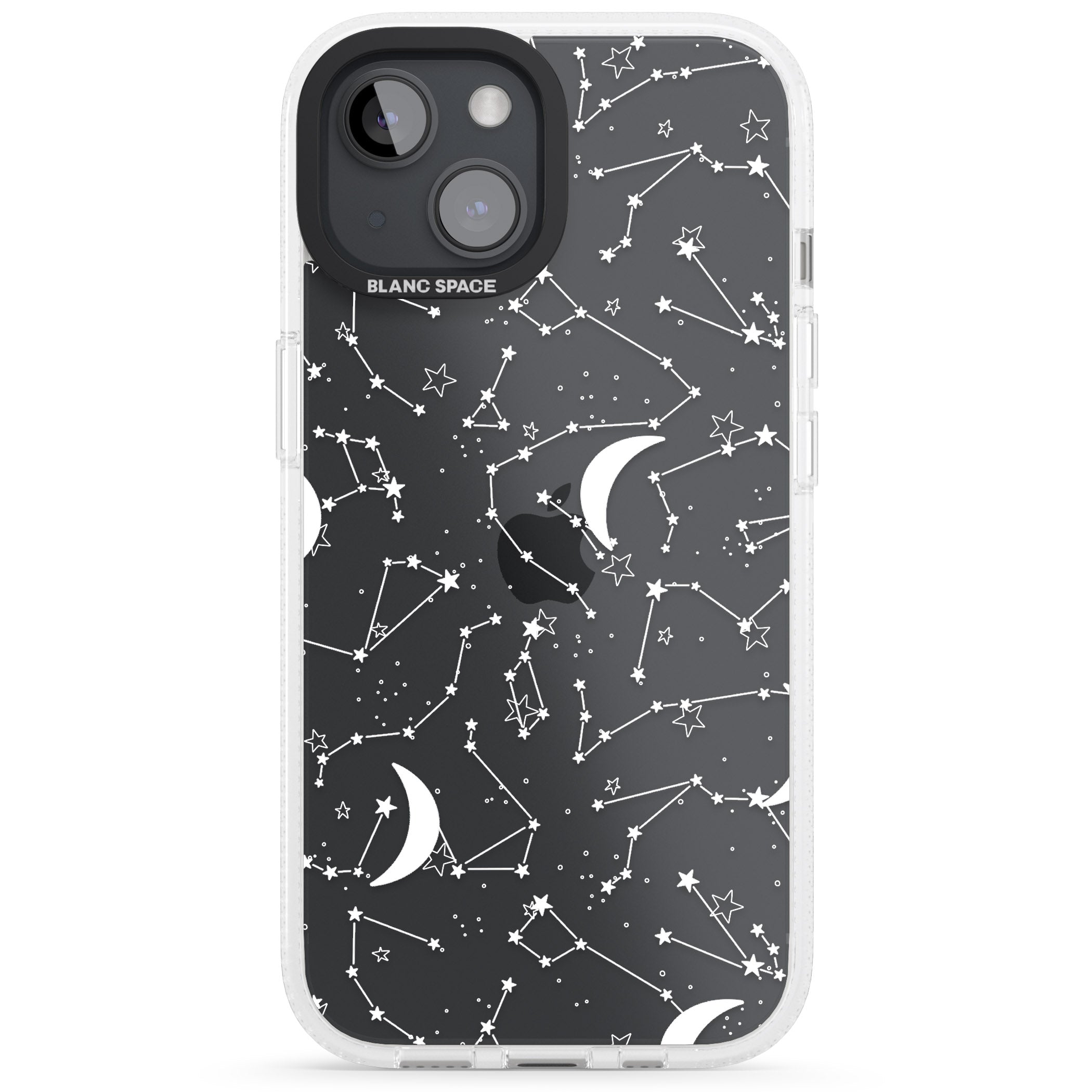 White Constellations iPhone 15 / 14 / 13 Clear Case Impact Air - Blanc Space
