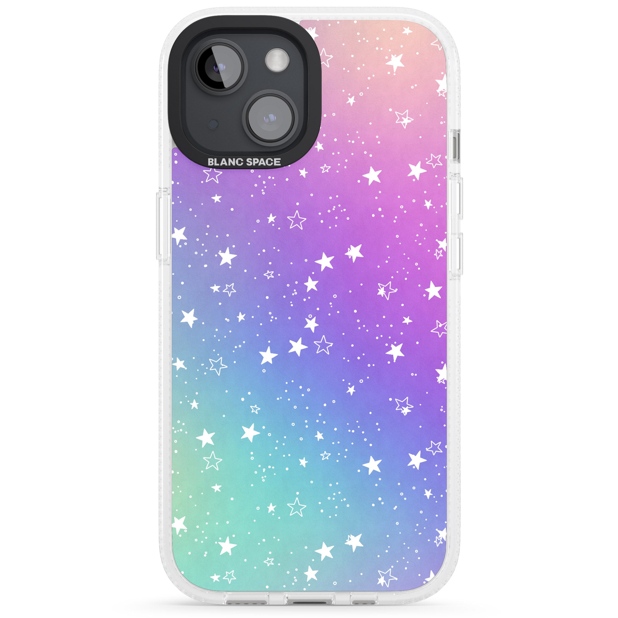 White Stars on Pastels iPhone 15 / 14 / 13 Clear Case Impact Air - Blanc Space