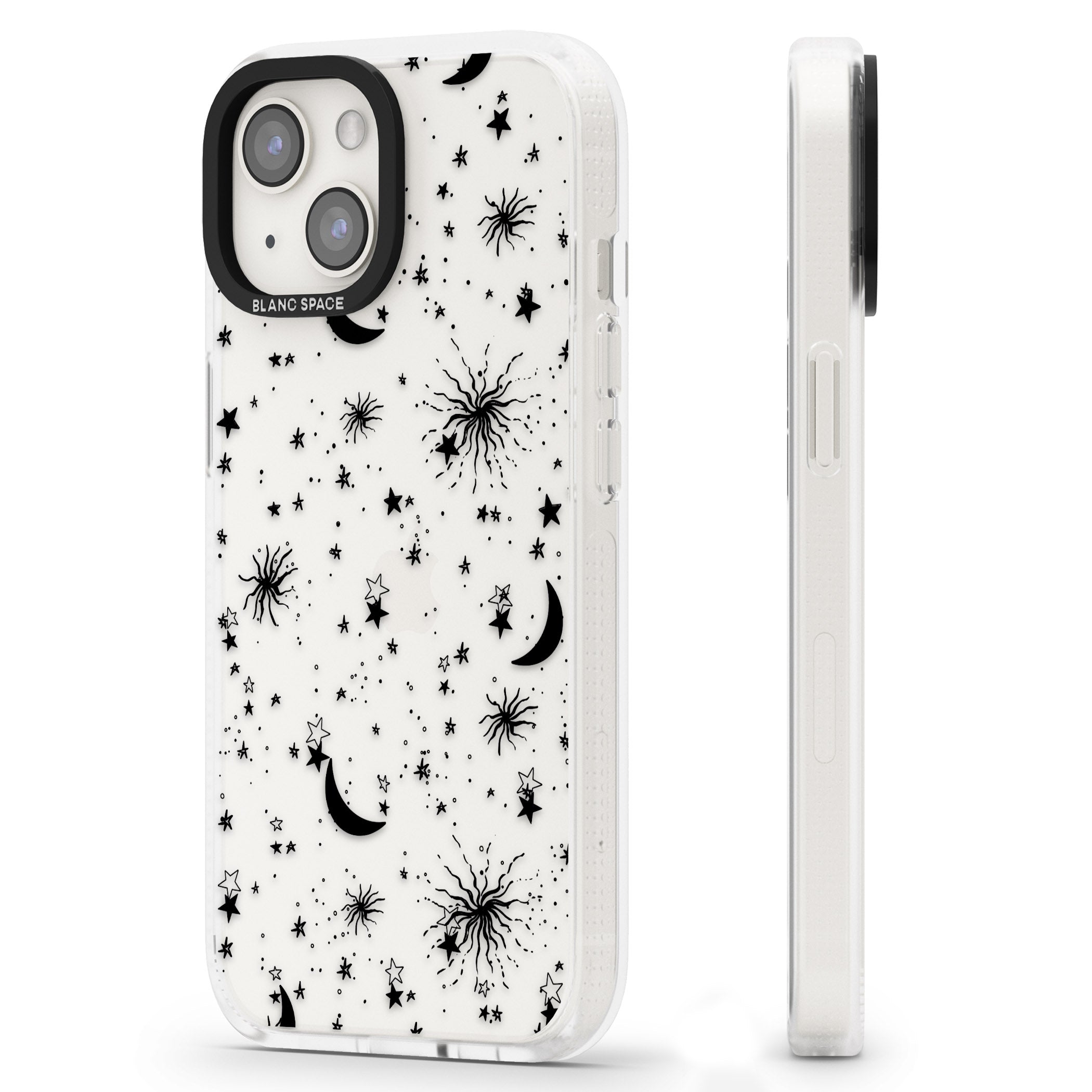 Moons & Stars iPhone 15 / 14 / 13 Clear Case Impact Air - Blanc Space