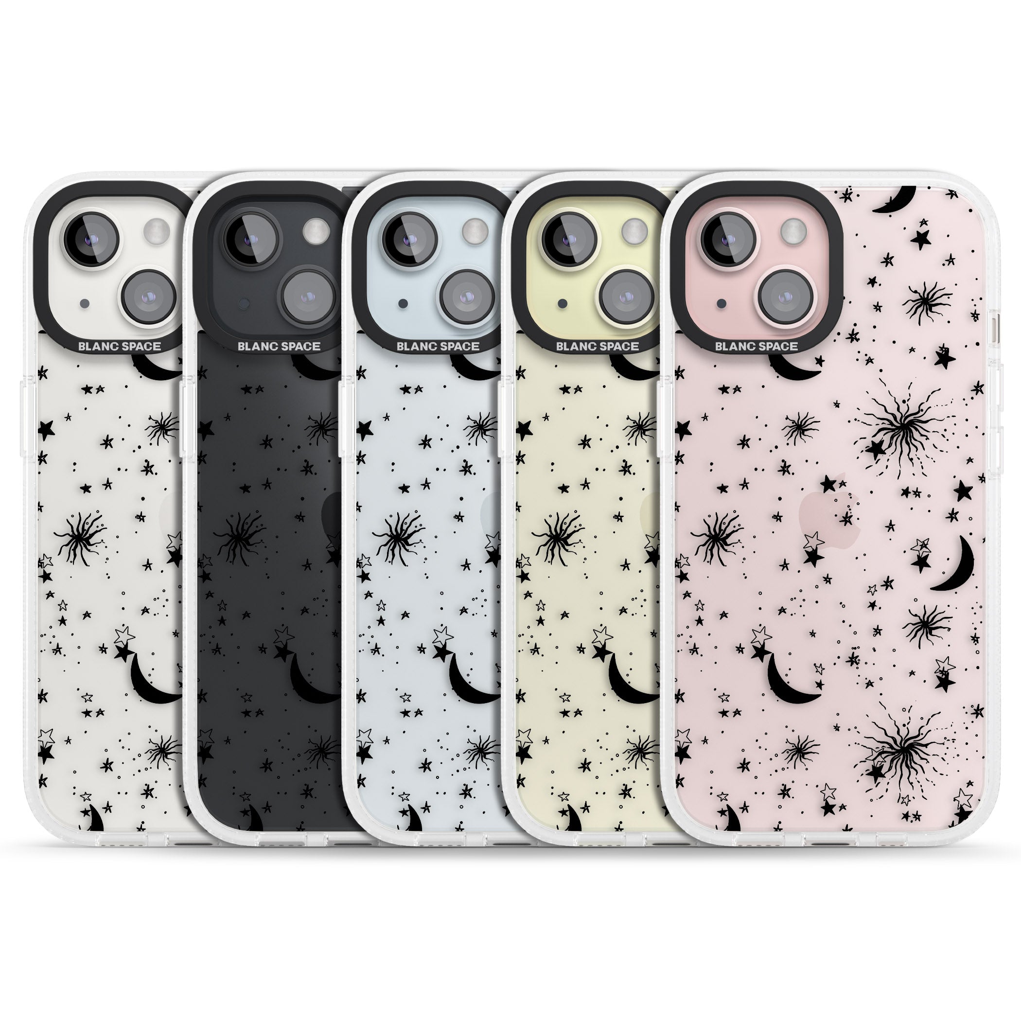 Moons & Stars iPhone 15 / 14 / 13 Clear Case Impact Air - Blanc Space