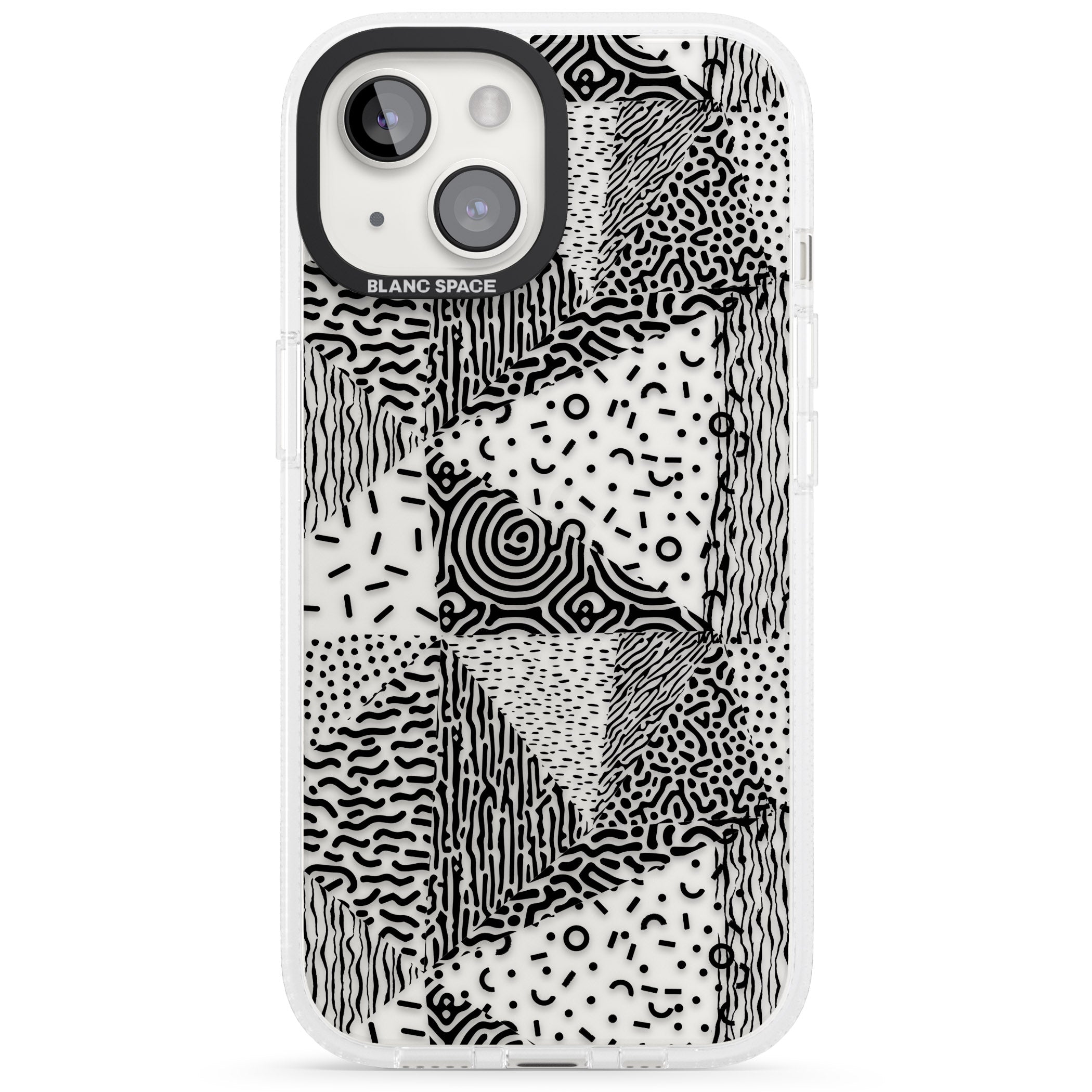 Pattern Mashup (Black) iPhone 15 / 14 / 13 Clear Case Impact Air - Blanc Space