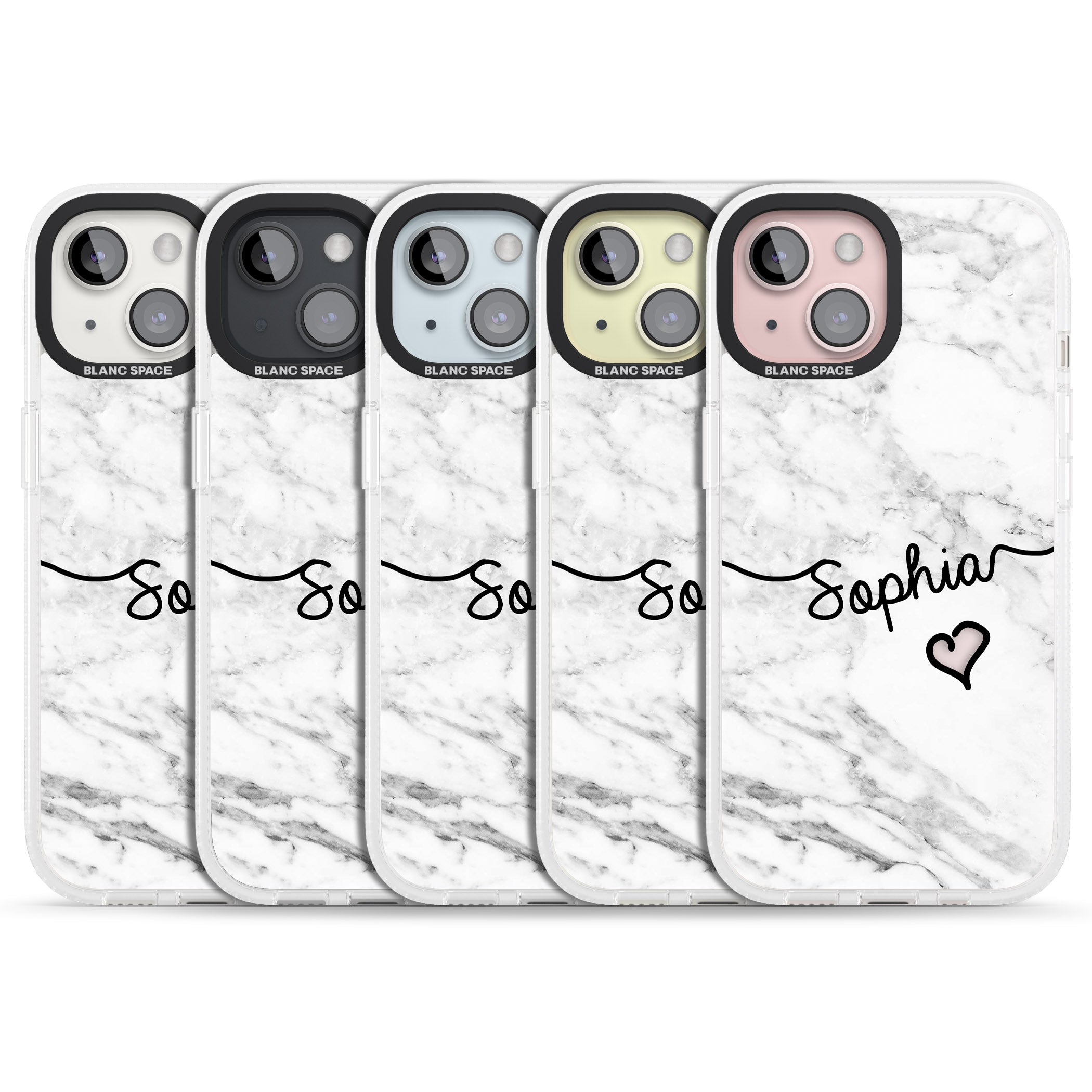 White Marble iPhone 15 / 14 / 13 Clear Case Impact Air - Blanc Space