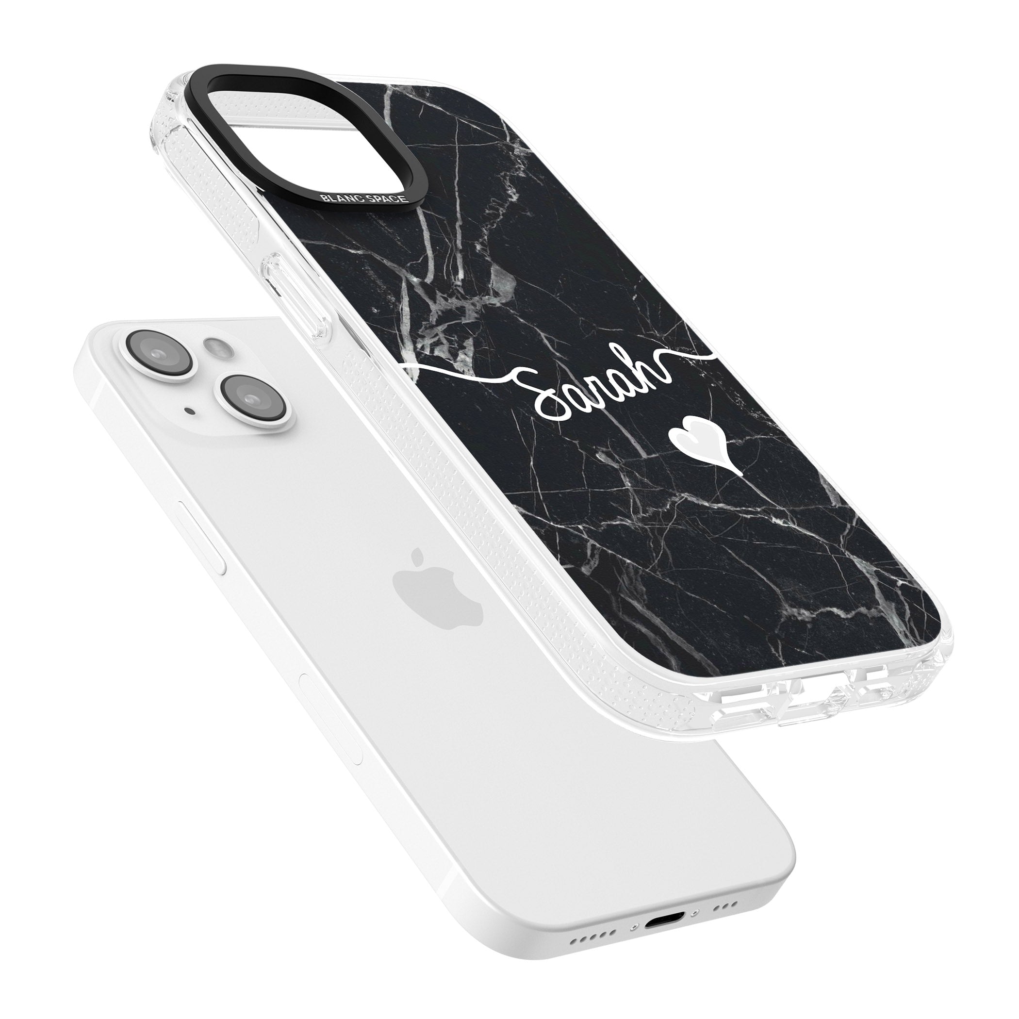 Black Marble iPhone 15 / 14 / 13 Clear Case Impact Air - Blanc Space