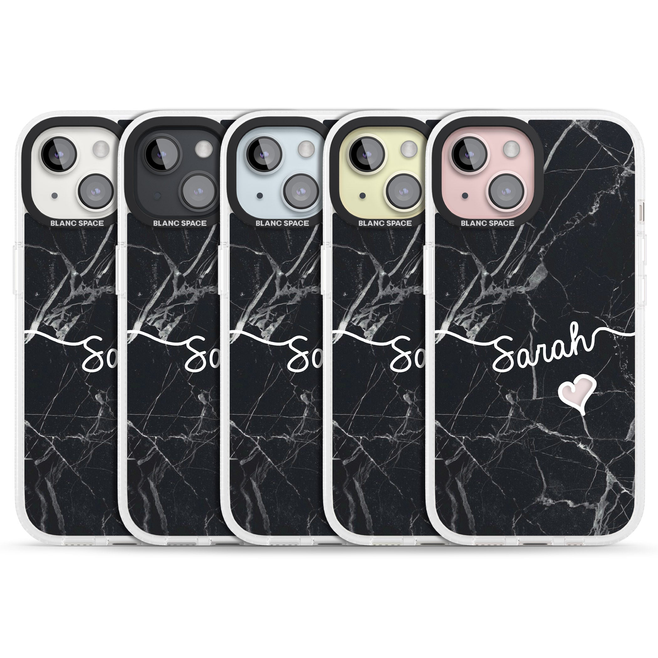Black Marble iPhone 15 / 14 / 13 Clear Case Impact Air - Blanc Space
