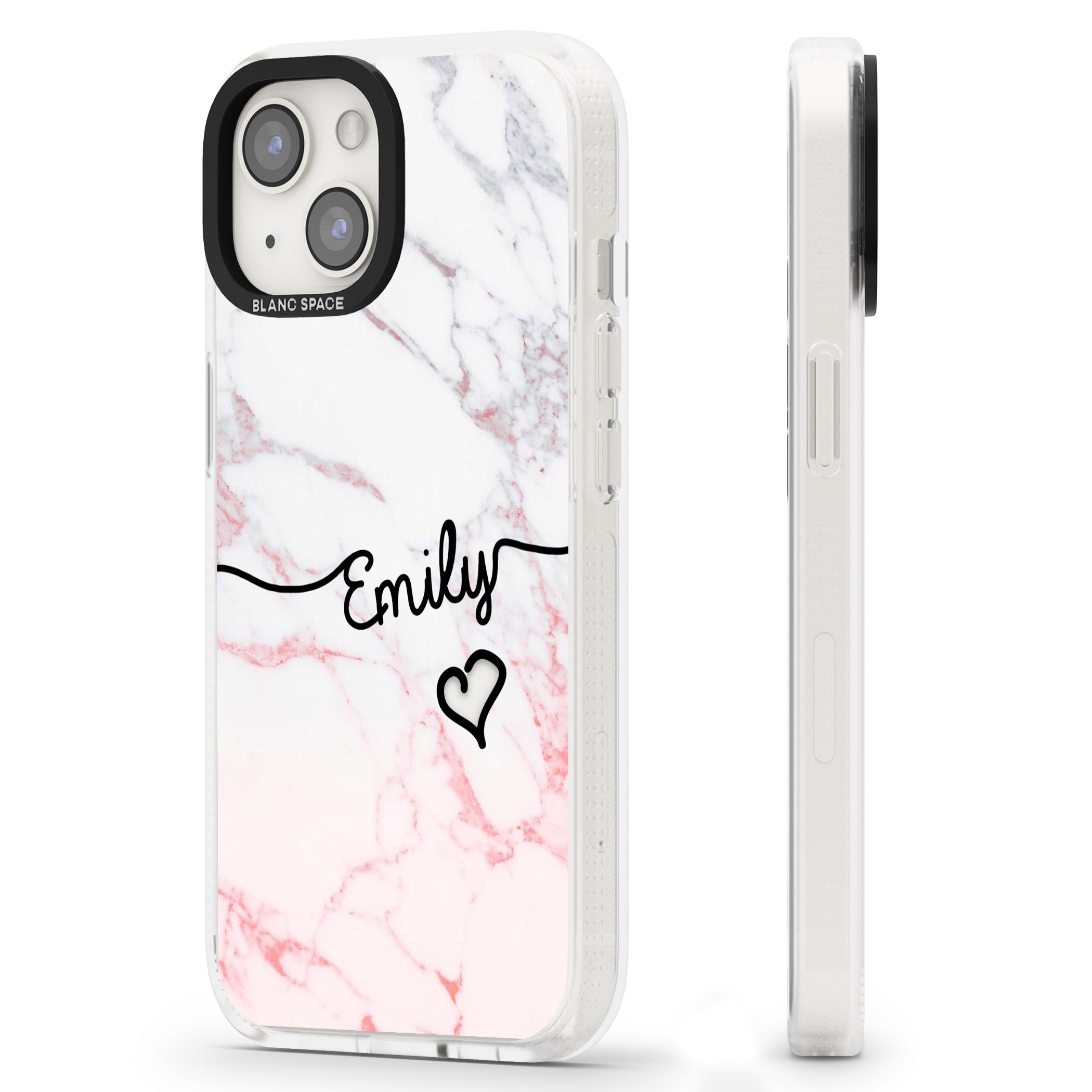Pink Fade Marble iPhone 15 / 14 / 13 Clear Case Impact Air - Blanc Space