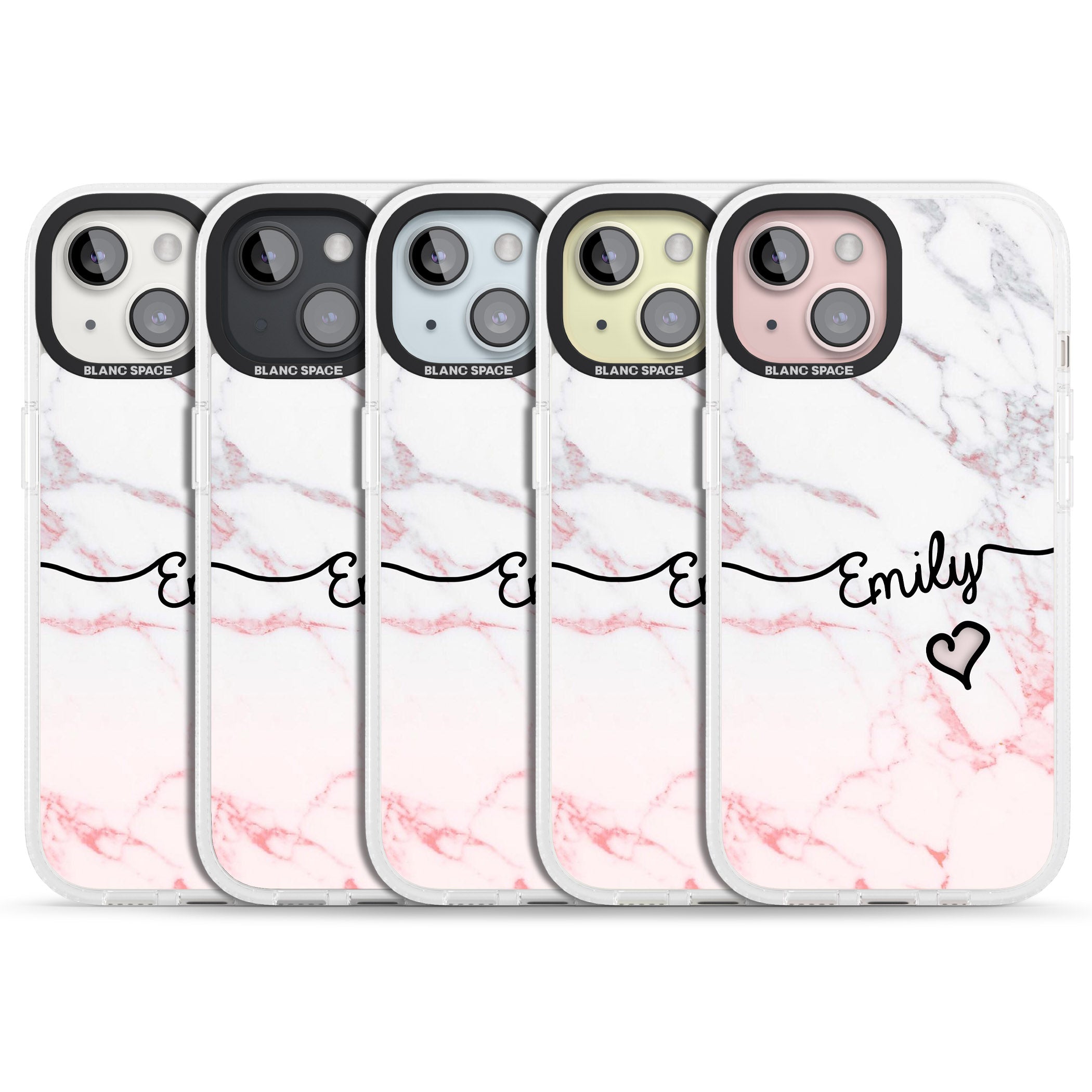 Pink Fade Marble iPhone 15 / 14 / 13 Clear Case Impact Air - Blanc Space