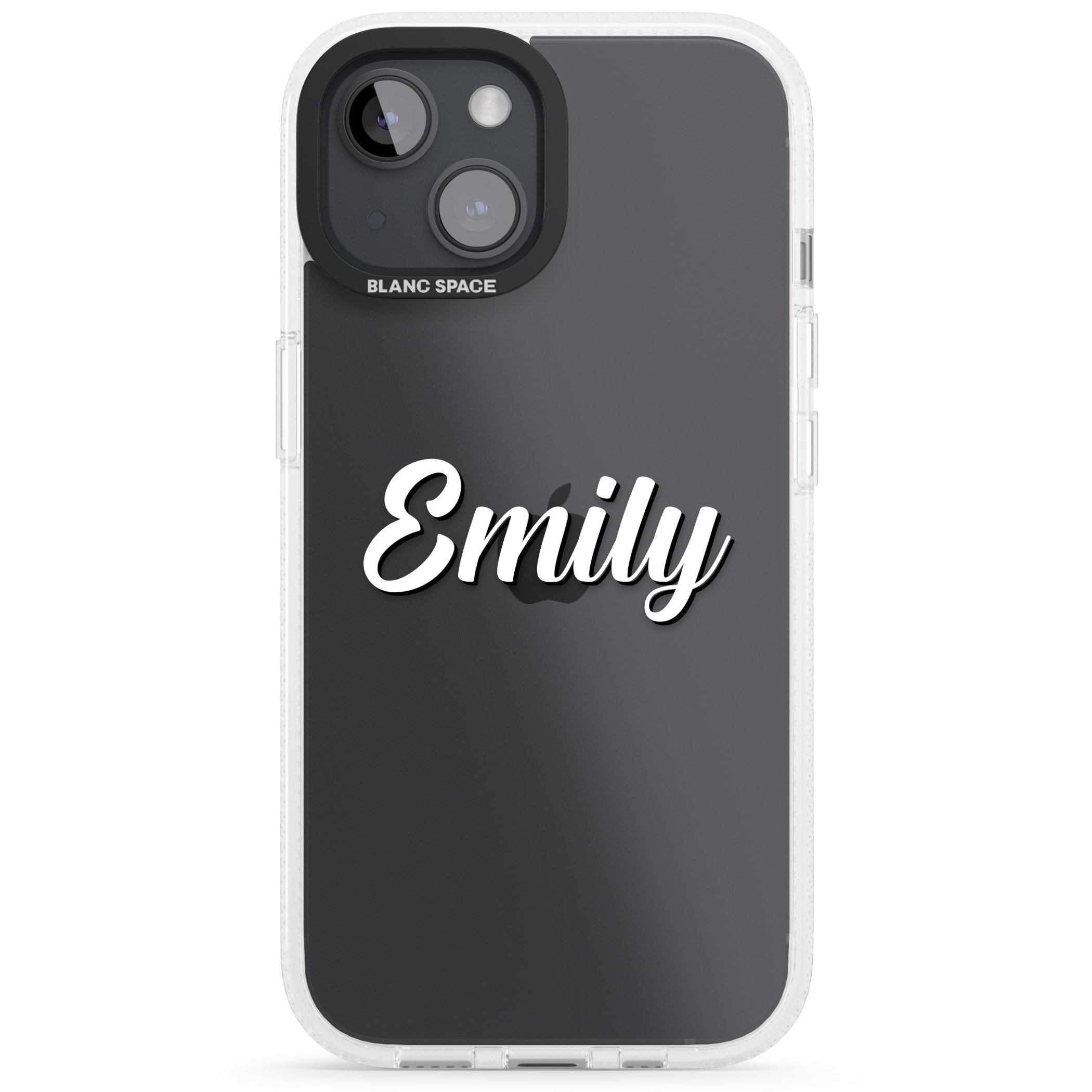 Personalised Clear Text 1B iPhone 15 / 14 / 13 Clear Case Impact Air - Blanc Space