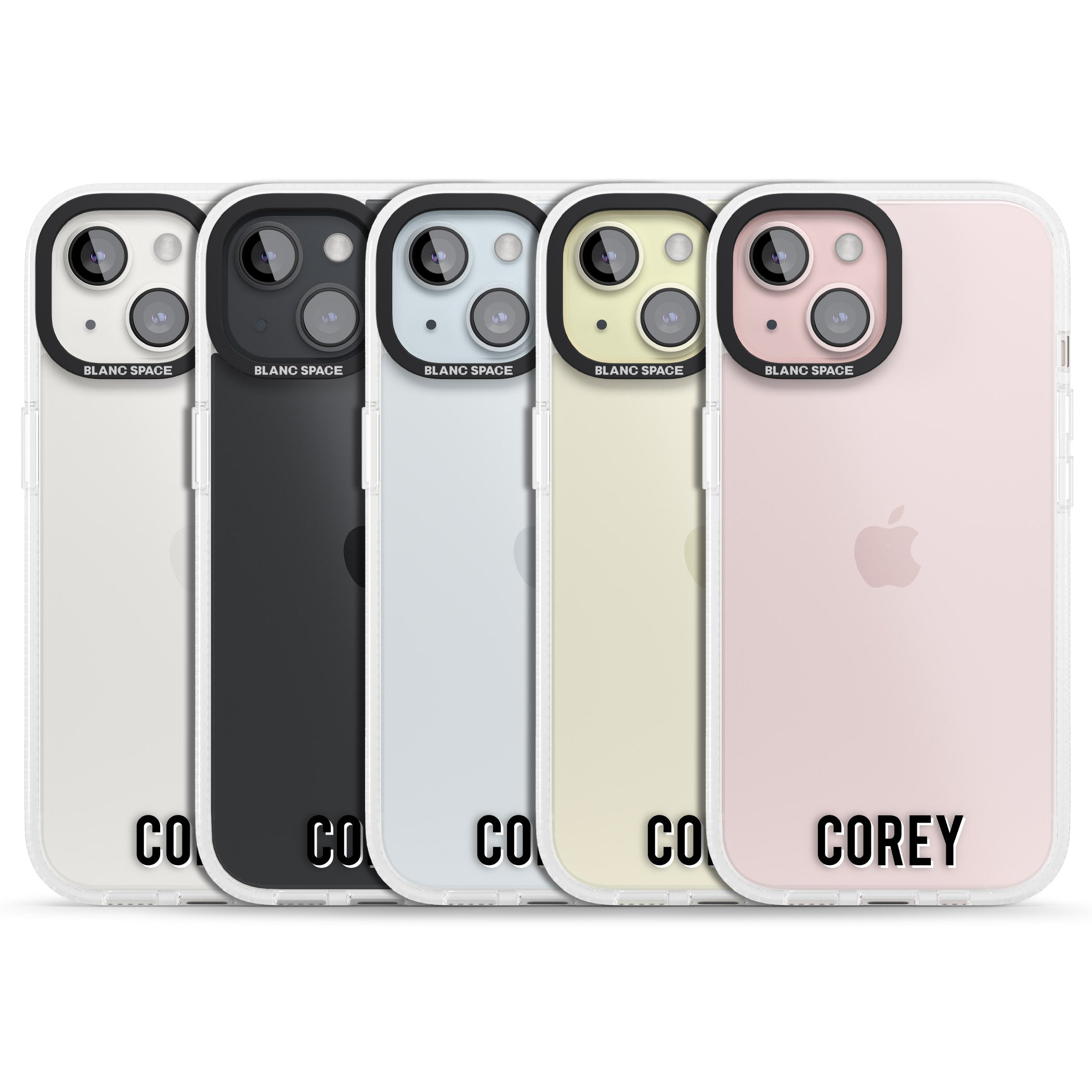 Personalised Clear Text 2A iPhone 15 / 14 / 13 Clear Case Impact Air - Blanc Space