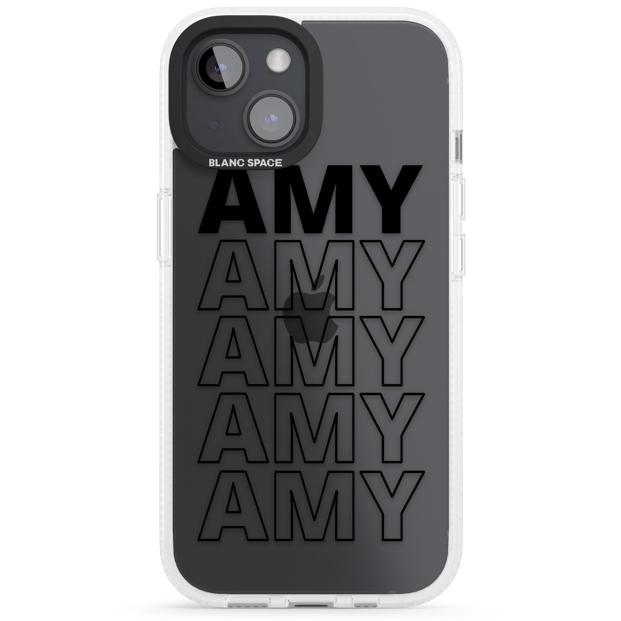 Personalised Clear Text 5A iPhone 15 / 14 / 13 Clear Case Impact Air - Blanc Space